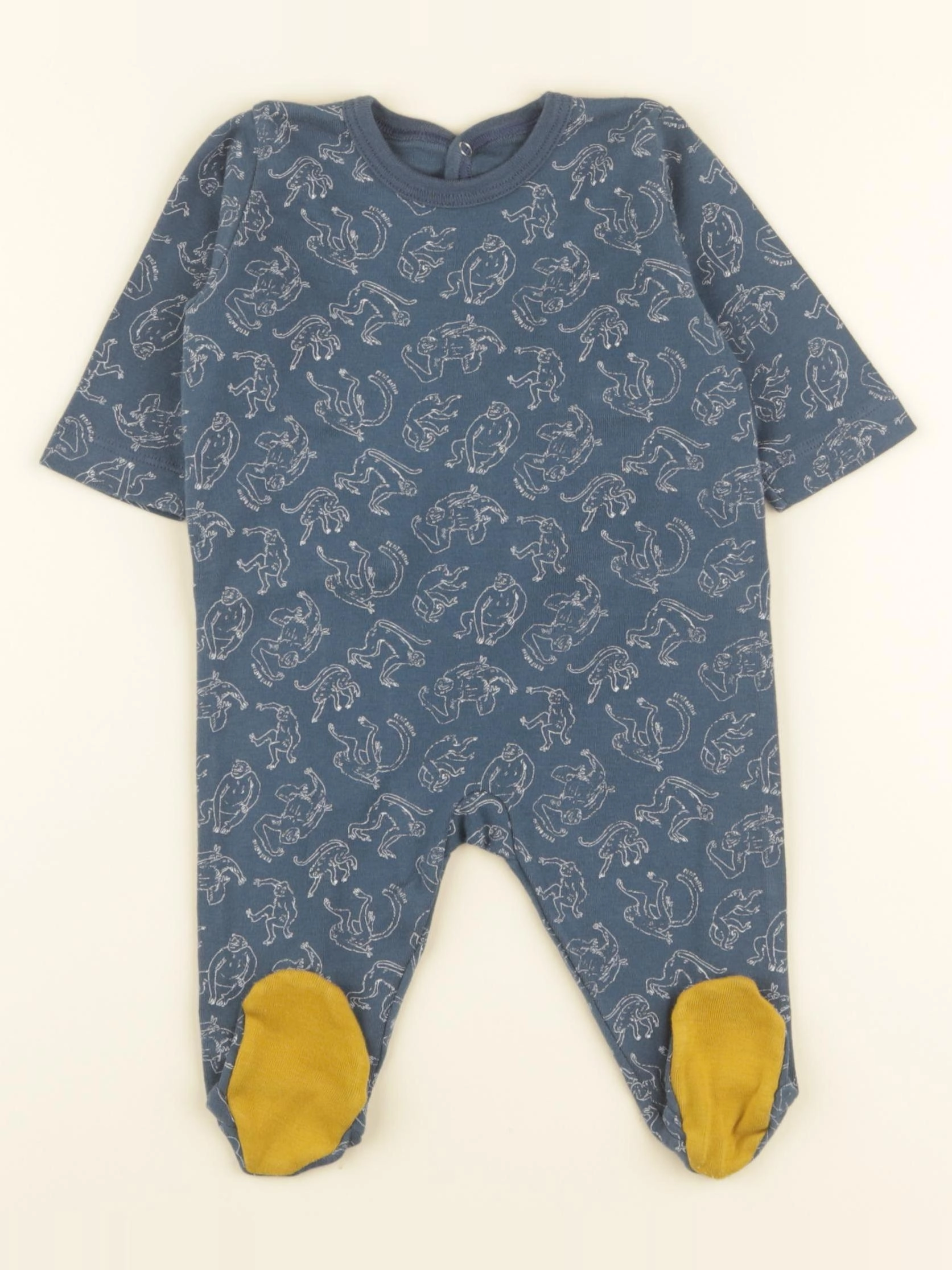 Petit Bateau - pyjama coton bleu - 3 mois
