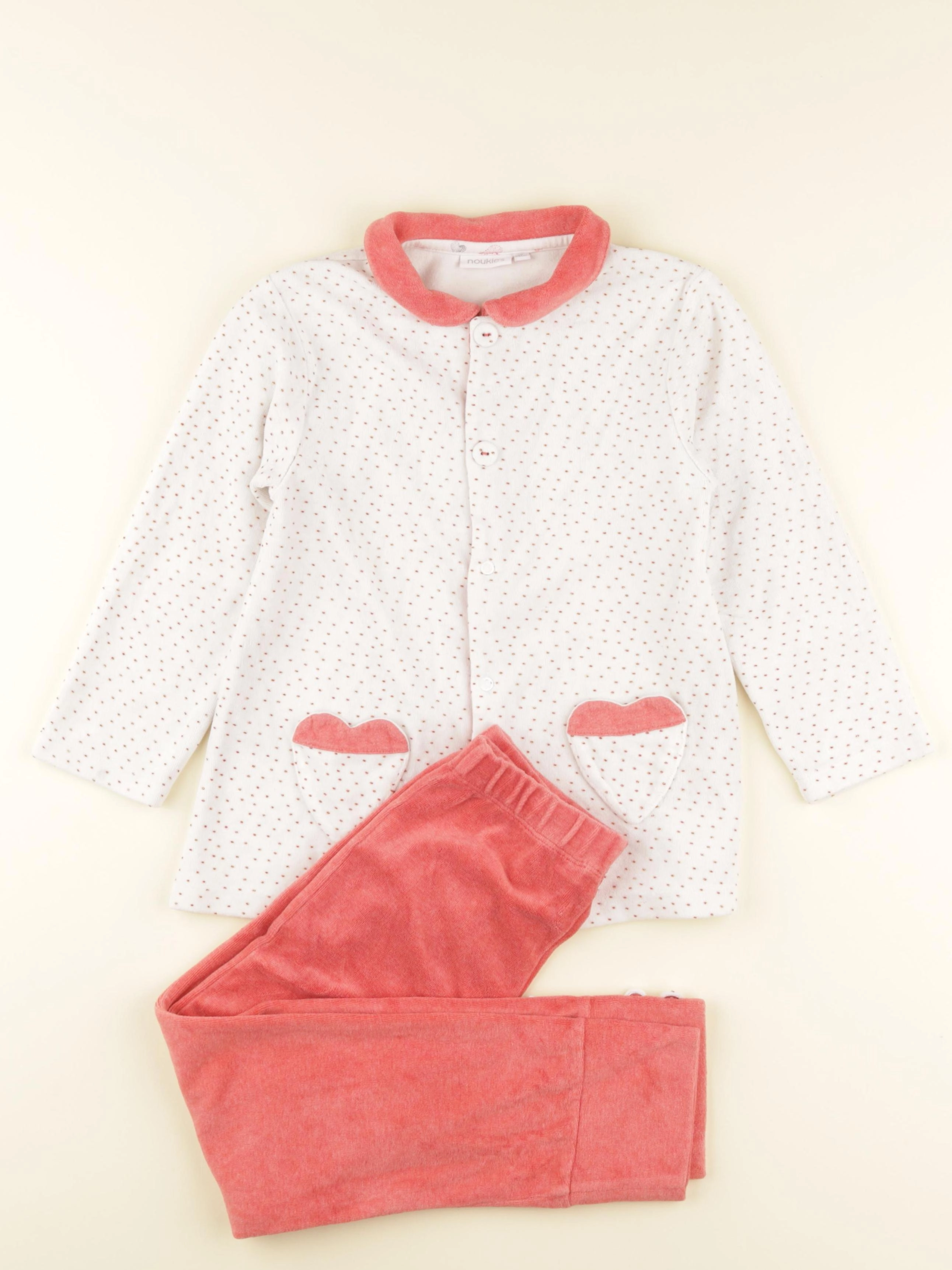 Noukie's - pyjama velours rose, blanc - 6 ans