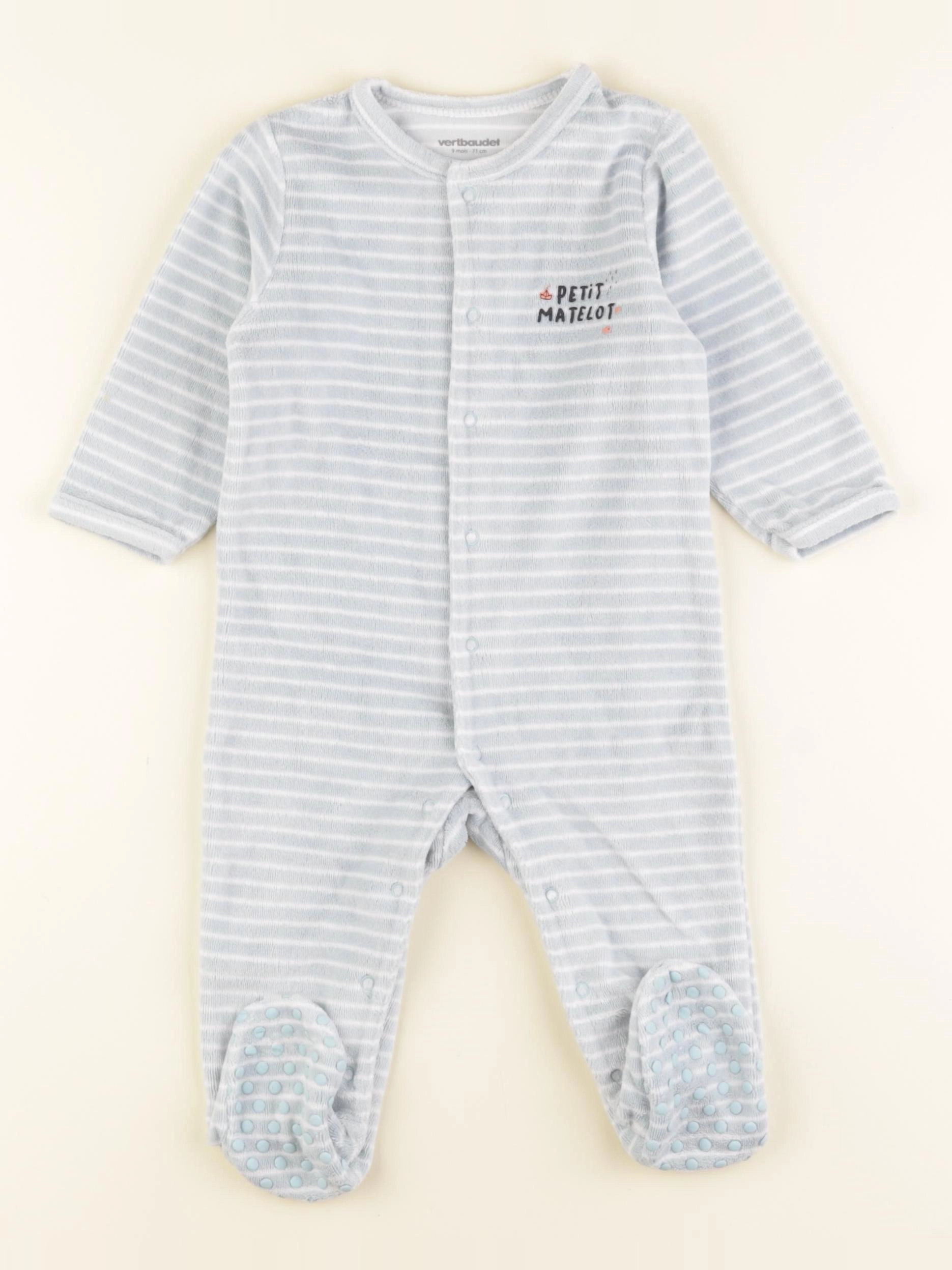 Vertbaudet - pyjama velours bleu - 9 mois