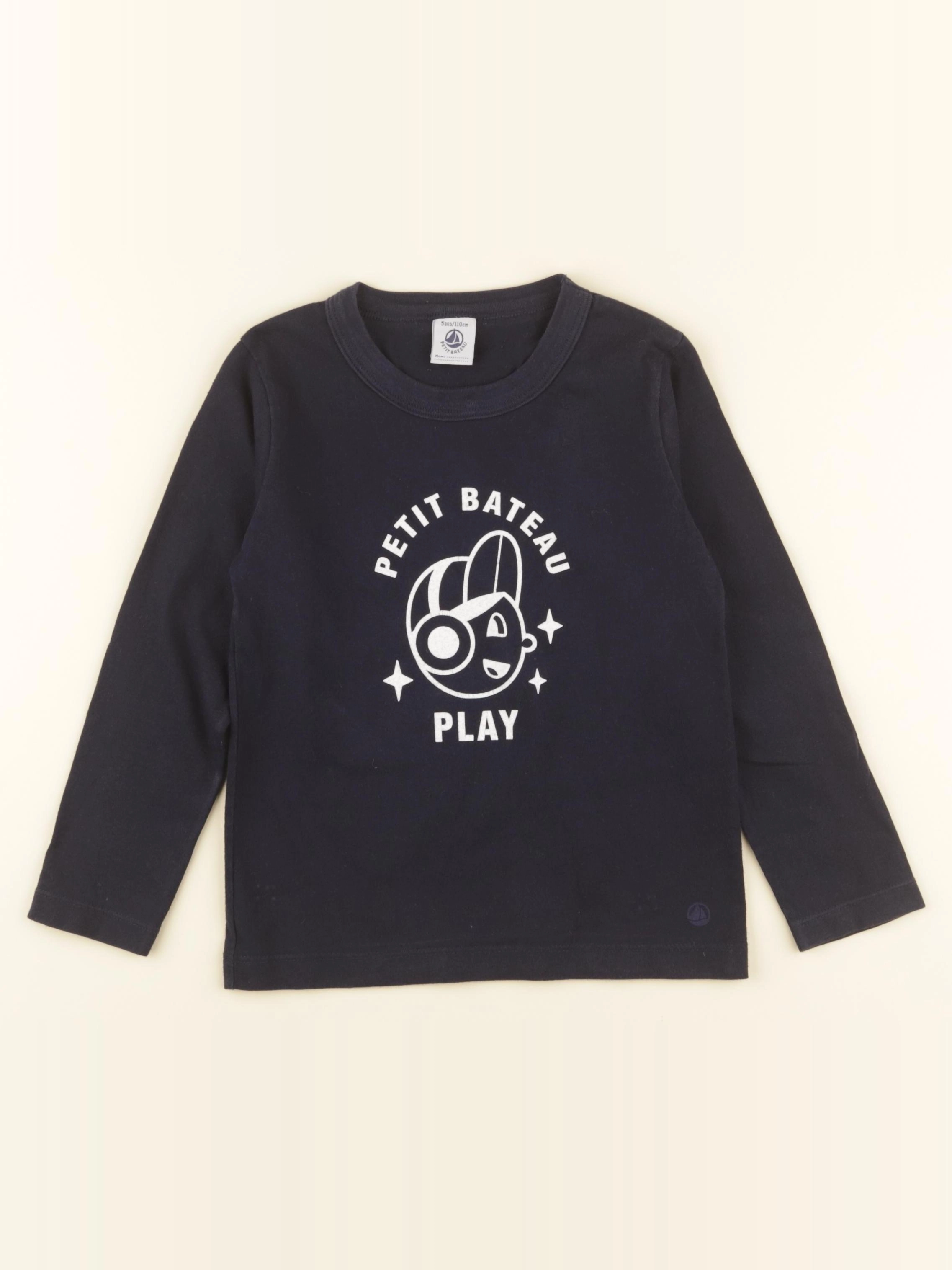 Petit Bateau - tee-shirt bleu - 5 ans