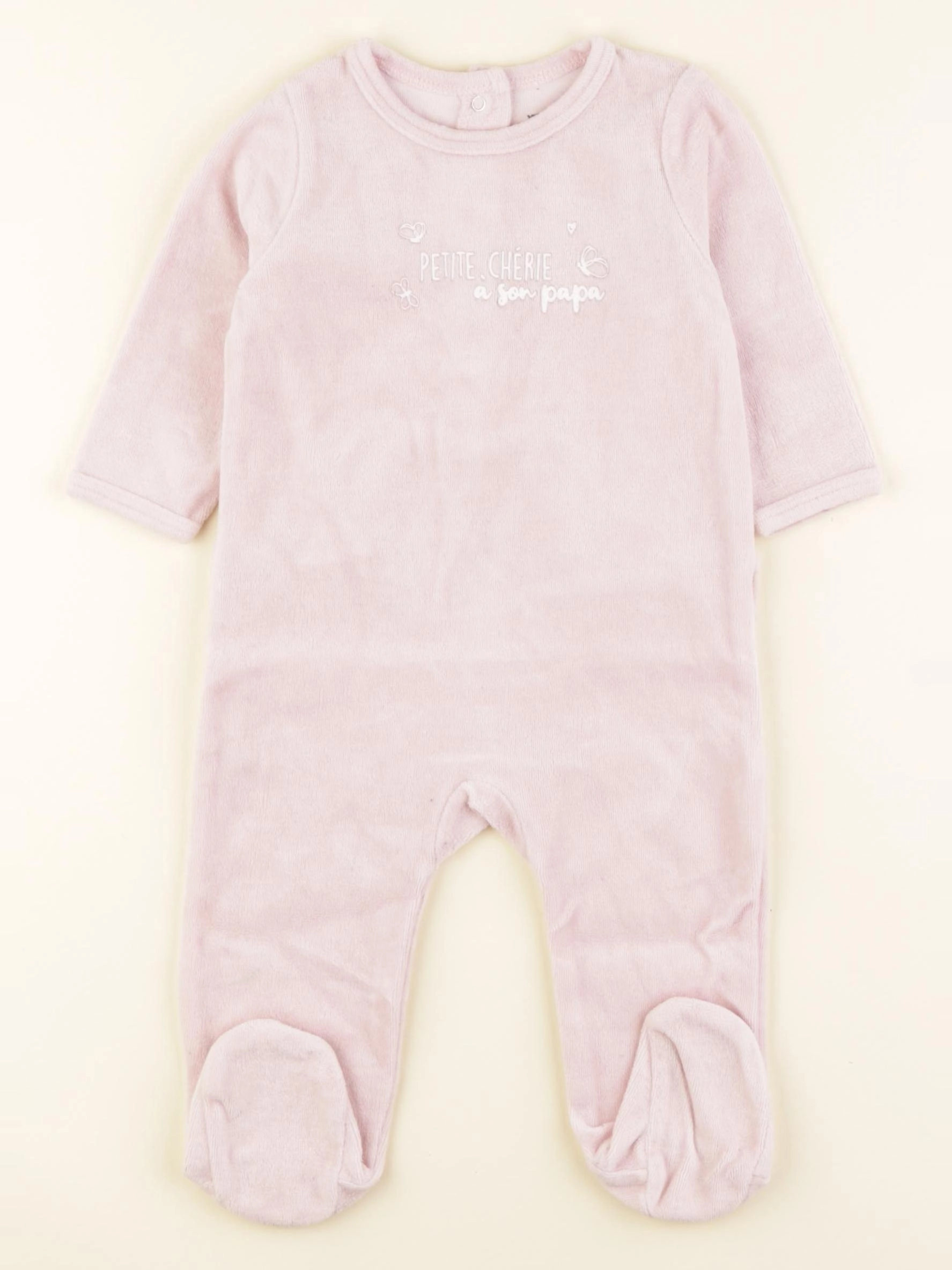 Vertbaudet - pyjama velours rose - 9 mois