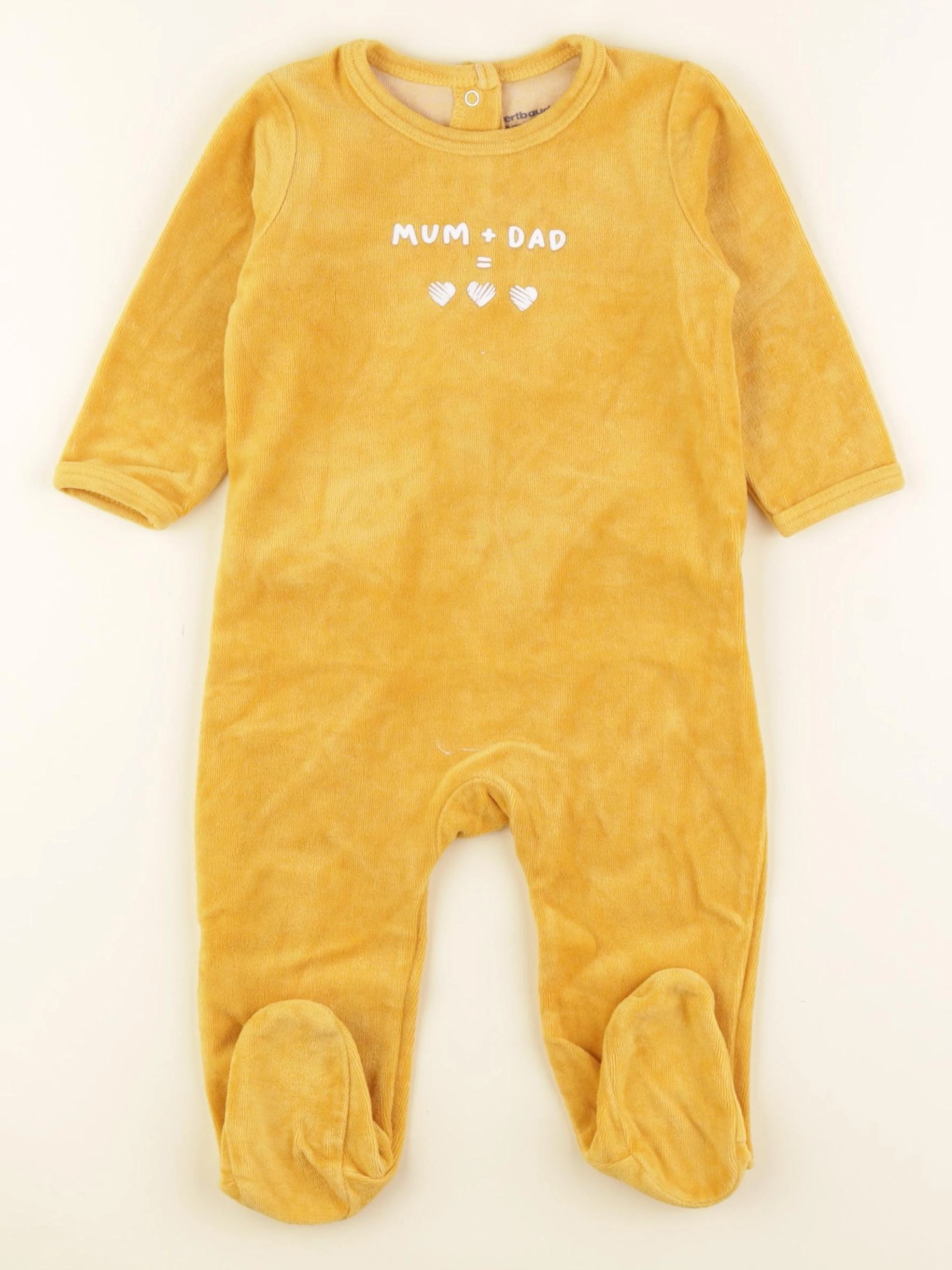 Vertbaudet - pyjama velours jaune - 9 mois