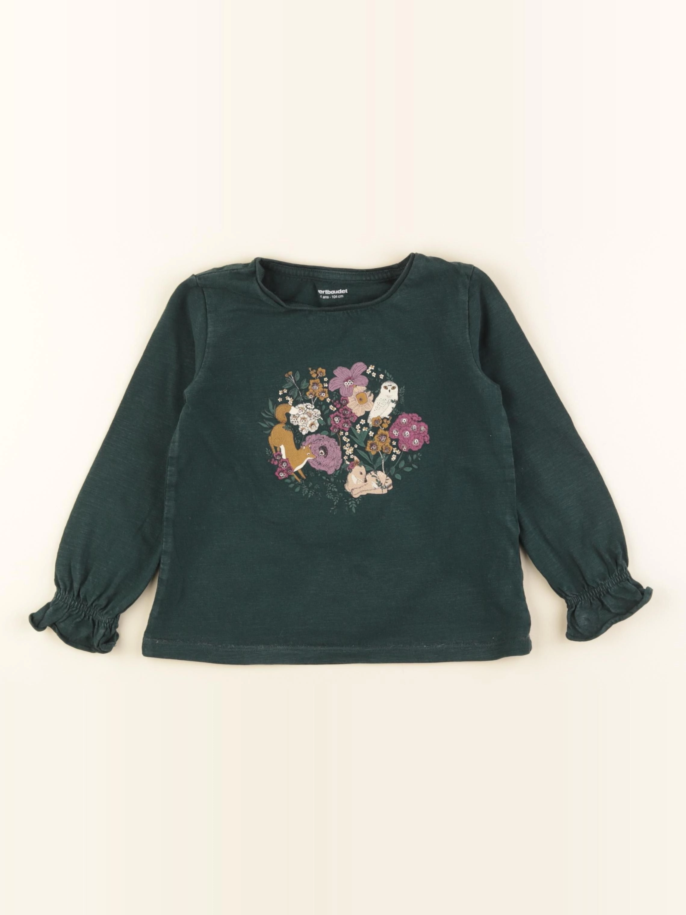 Vertbaudet - tee-shirt vert - 4 ans