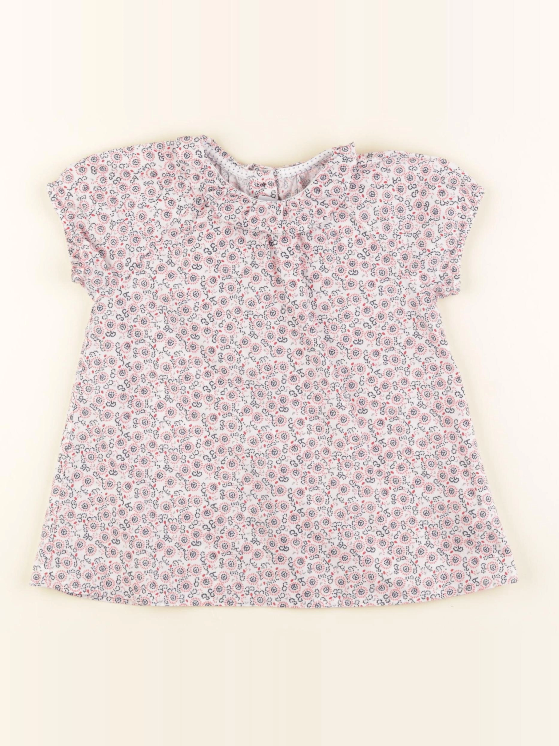 Petit Bateau - robe blanc, rouge - 24 mois