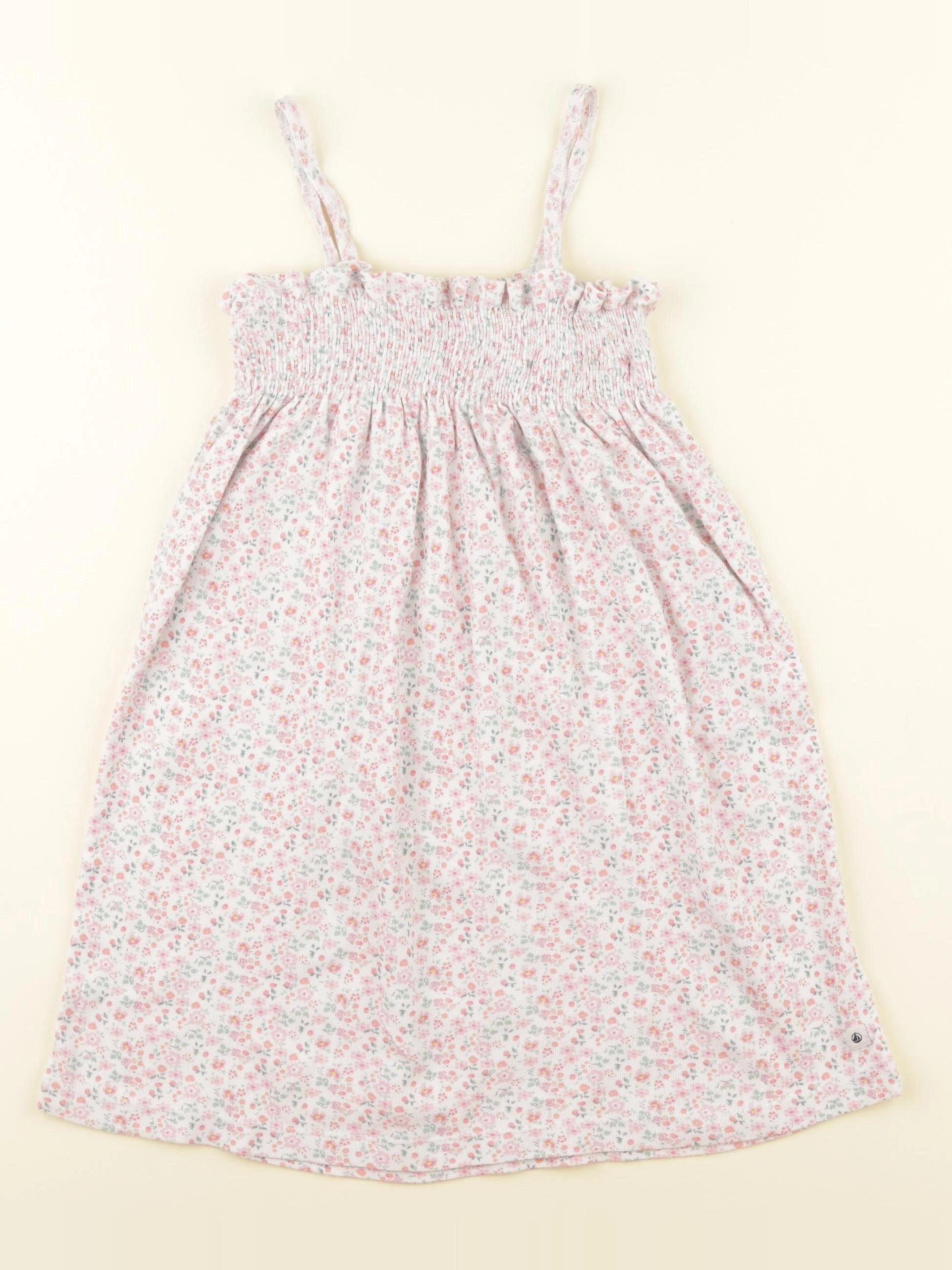 Petit Bateau - robe blanc, rose, vert - 5 ans