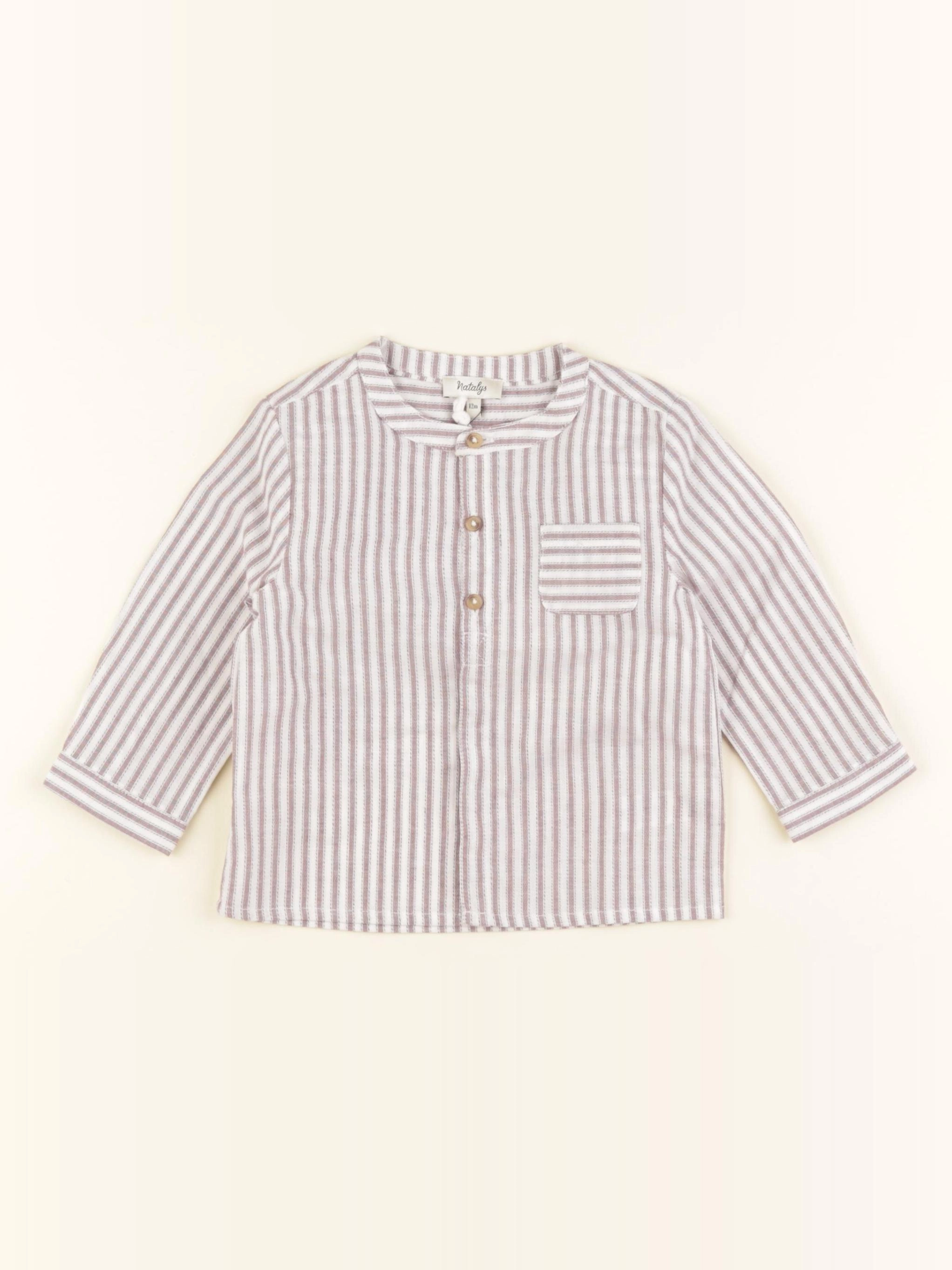 Natalys - chemise blanc, marron - 12 mois