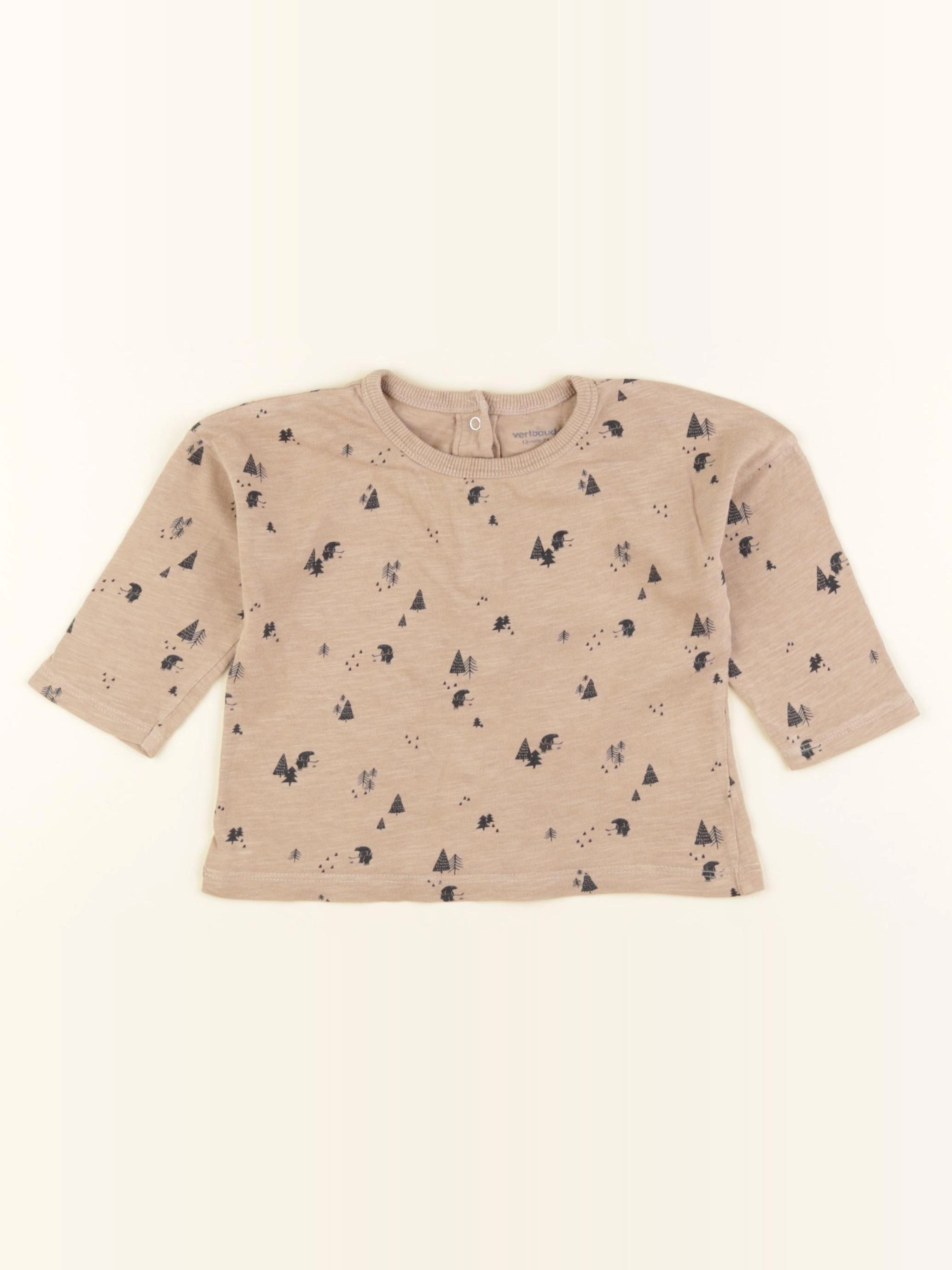 Vertbaudet - tee-shirt marron - 12 mois