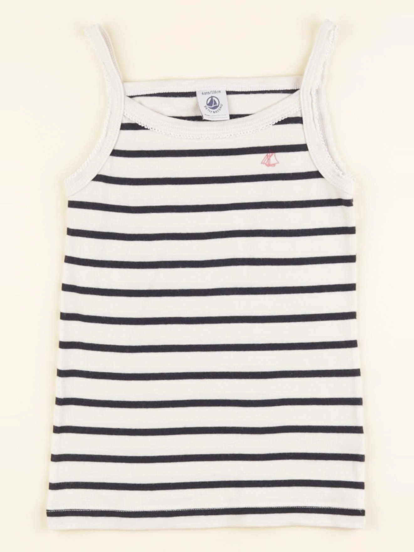 Petit Bateau - maillot de corps beige, bleu - 6 ans