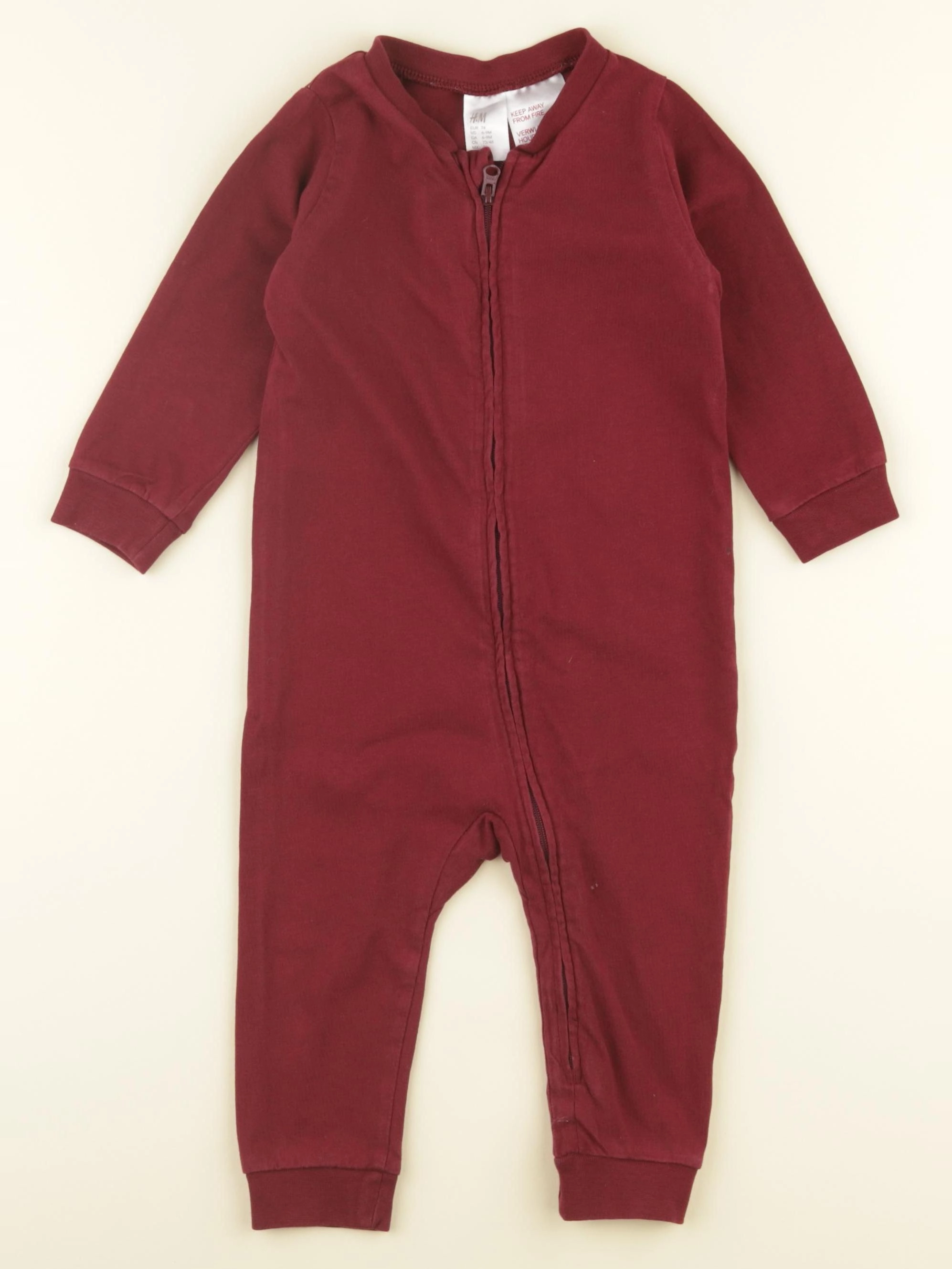 H&M - pyjama coton rouge - 6/9 mois