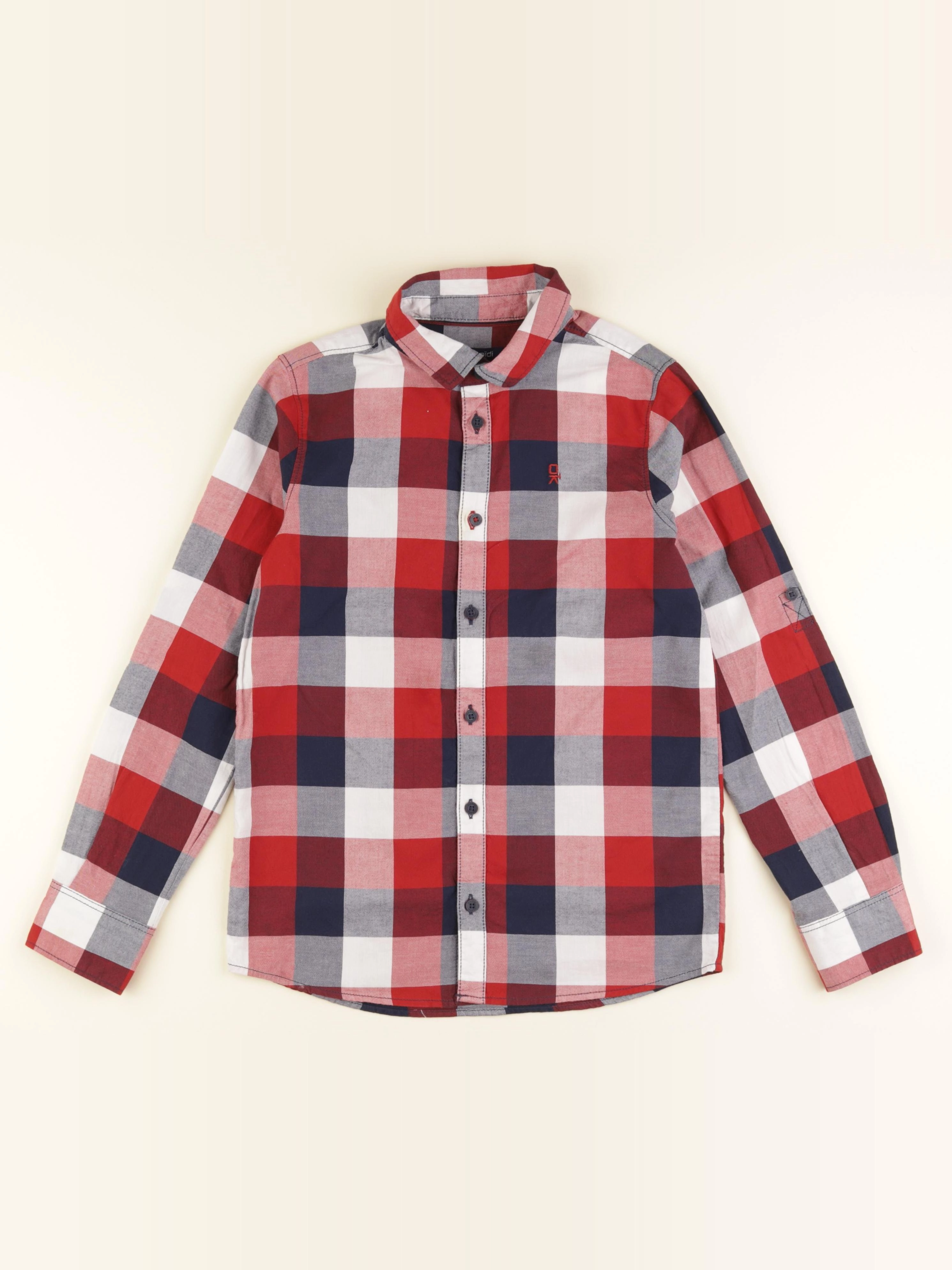 Okaidi - chemise blanc, rouge - 10 ans
