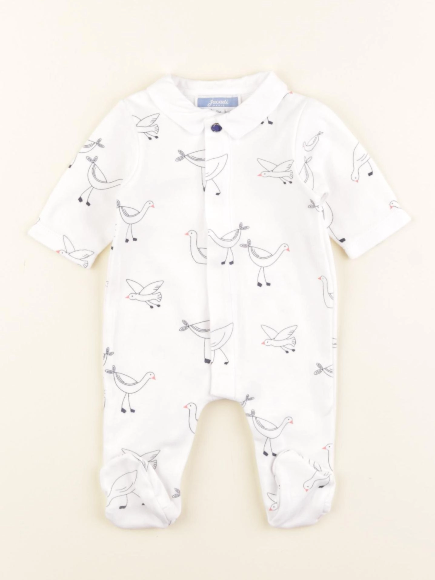 Jacadi - pyjama coton blanc, bleu - 0 mois