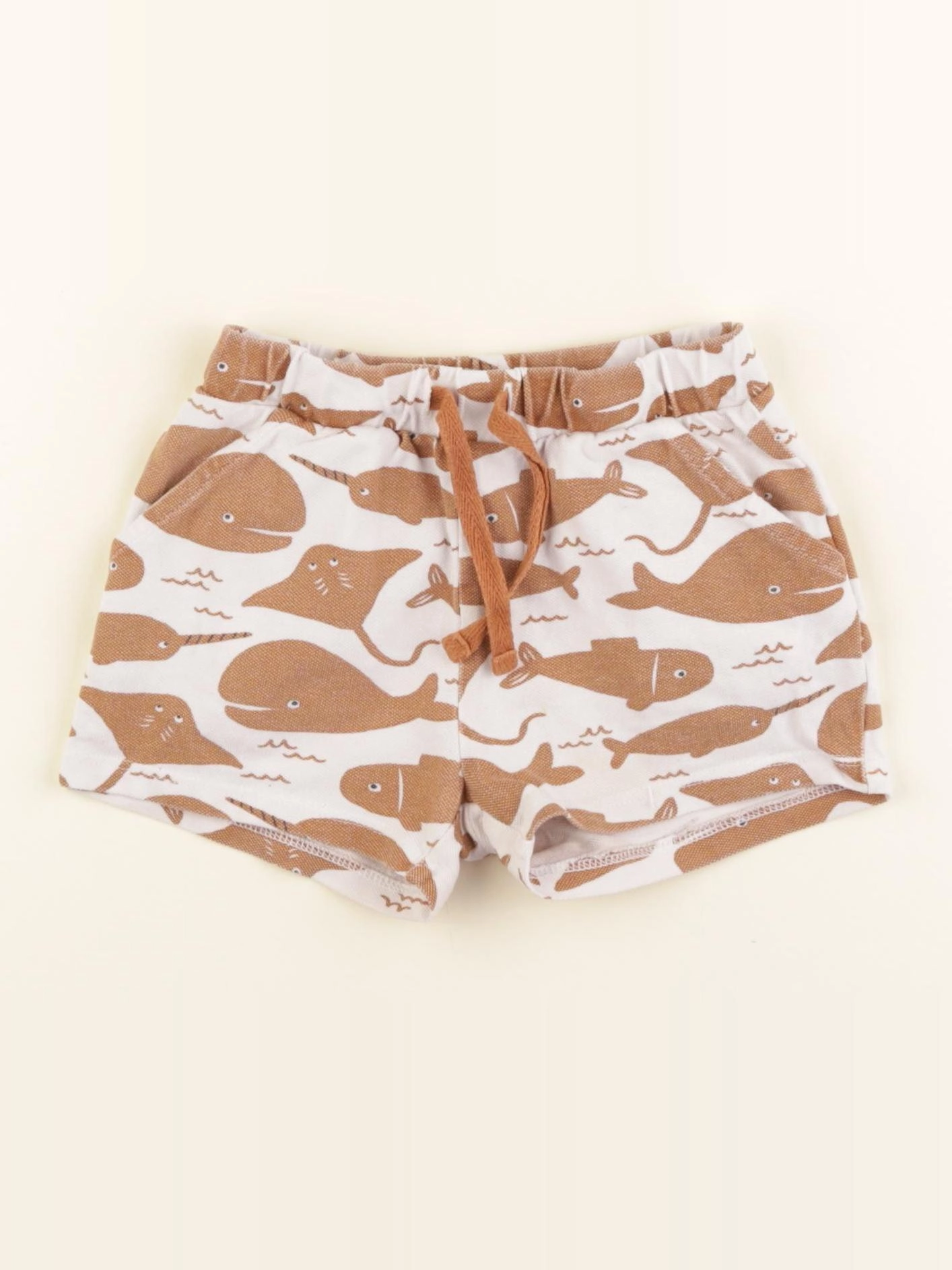 Boutchou - short blanc, marron - 24 mois