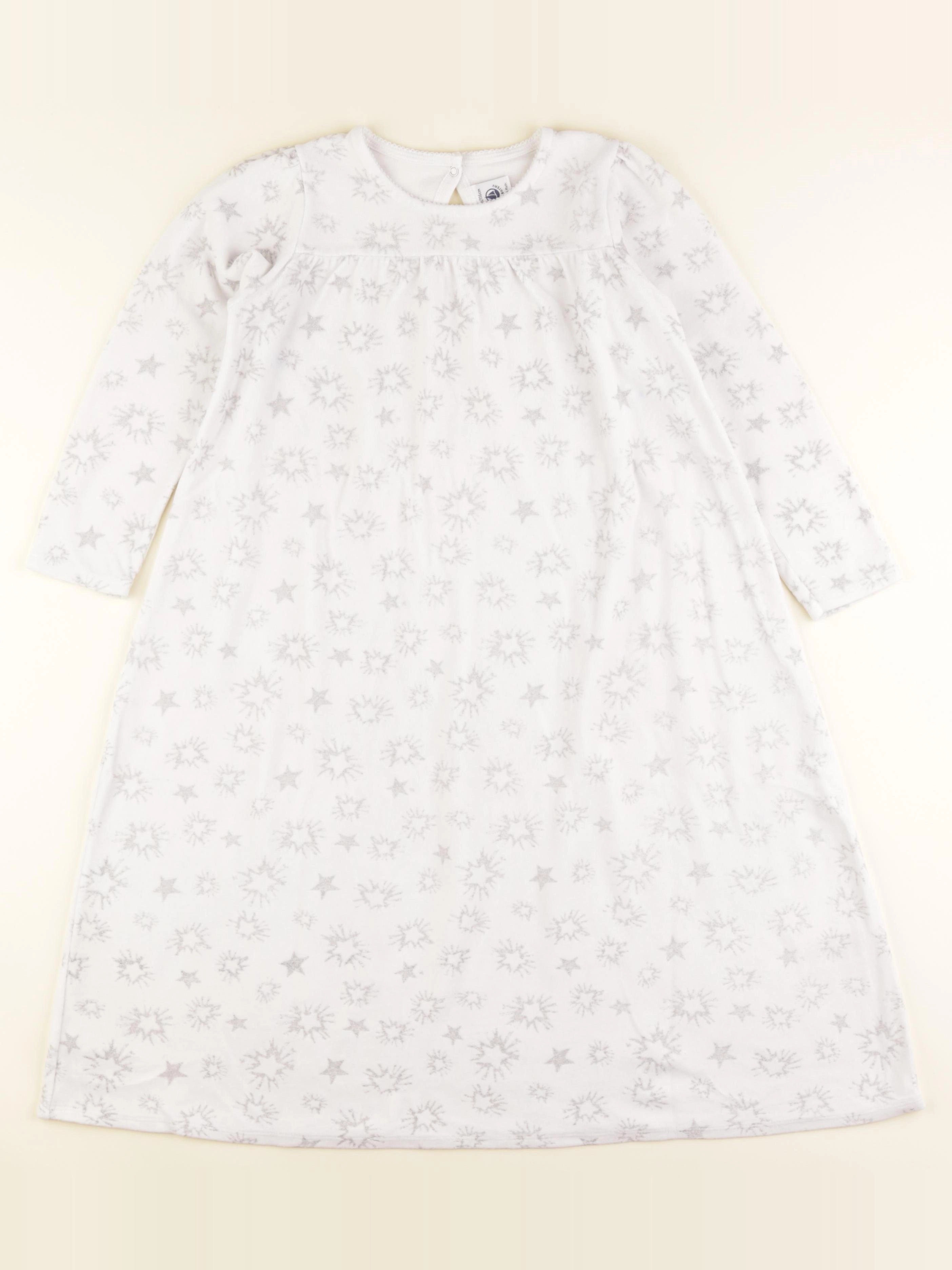 Petit Bateau - chemise de nuit coton blanc, argent - 6 ans