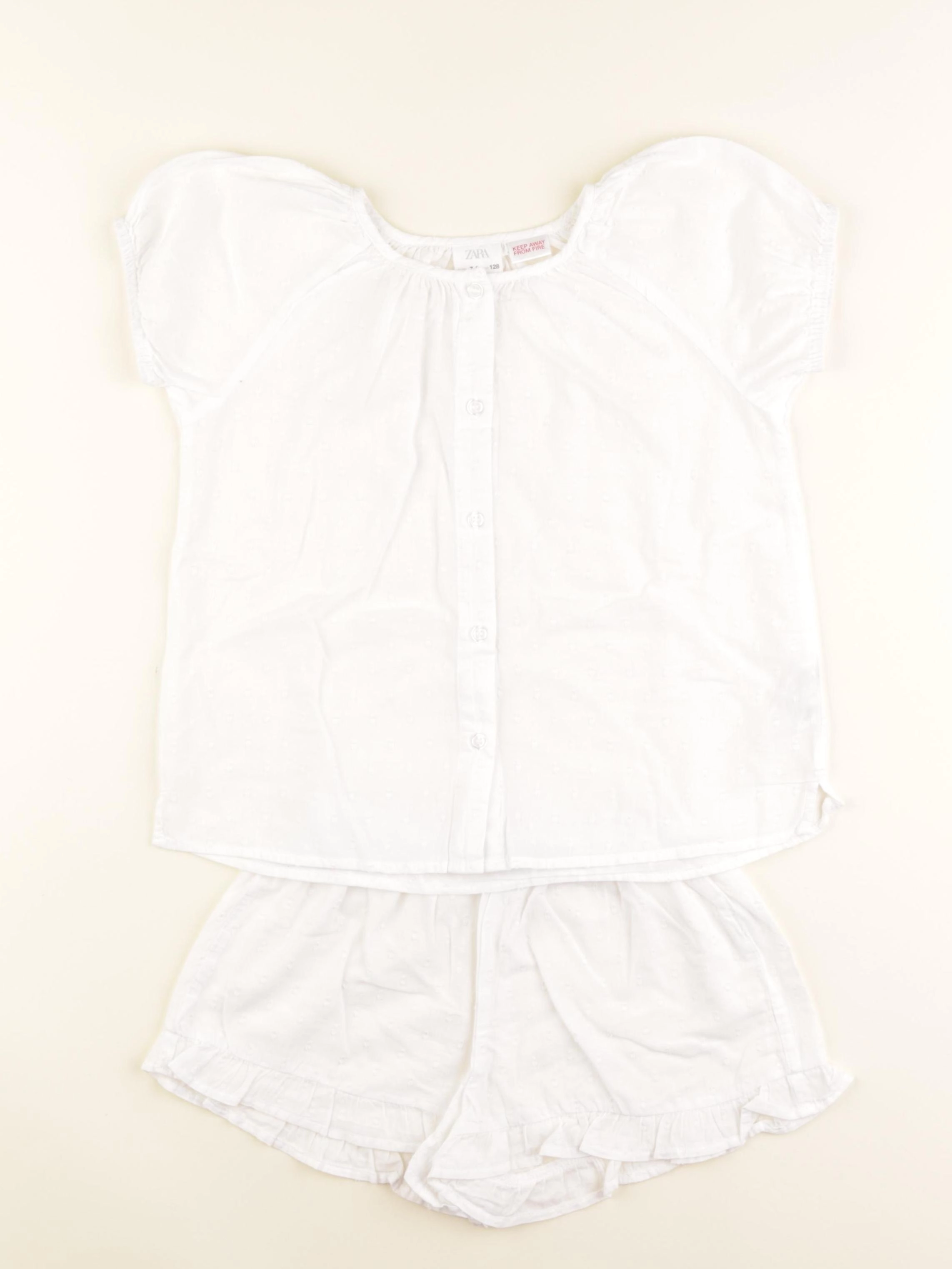 Zara - pyjama coton blanc - 7/8 ans