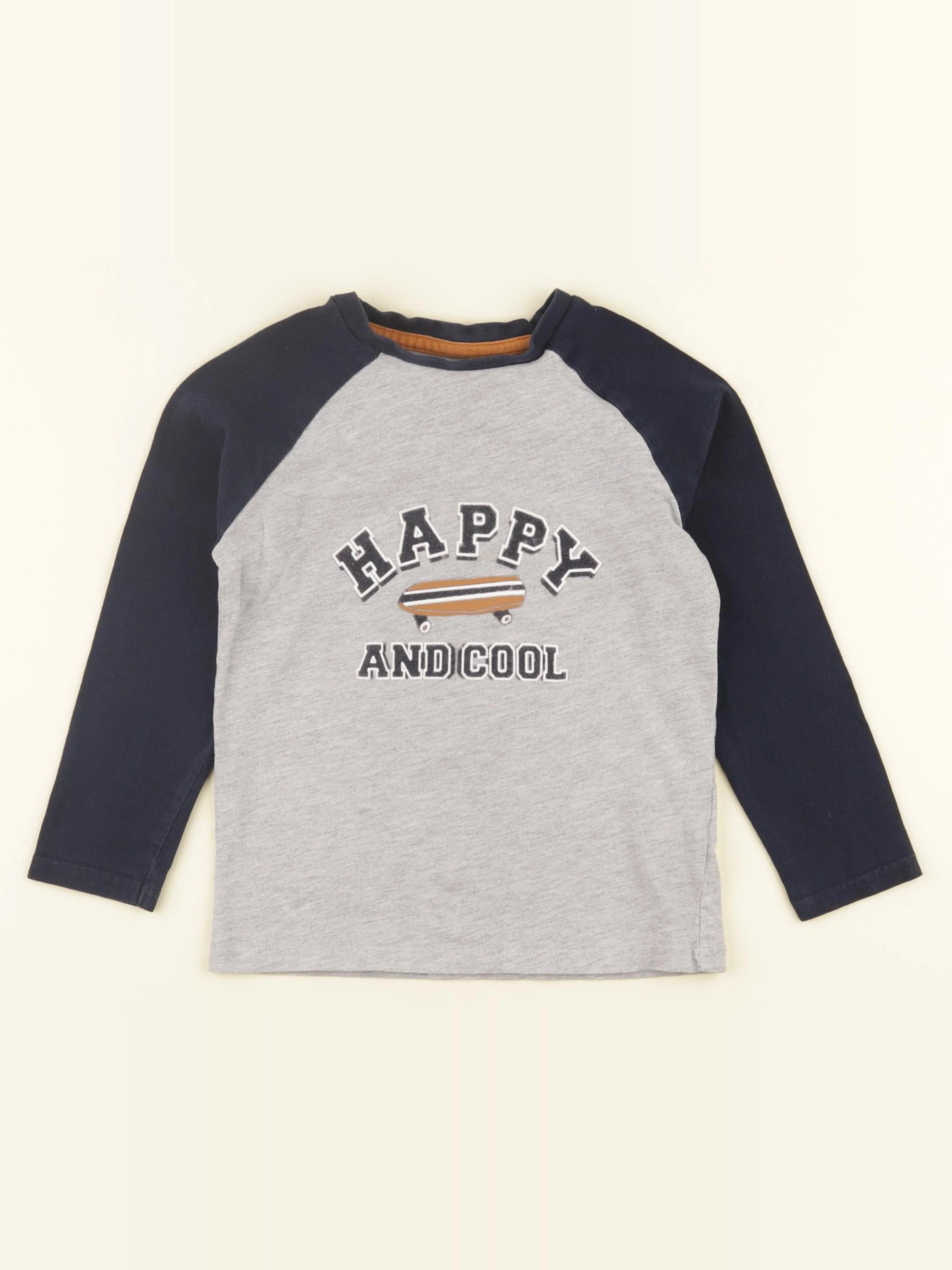 Vertbaudet - tee-shirt bleu, gris - 4 ans