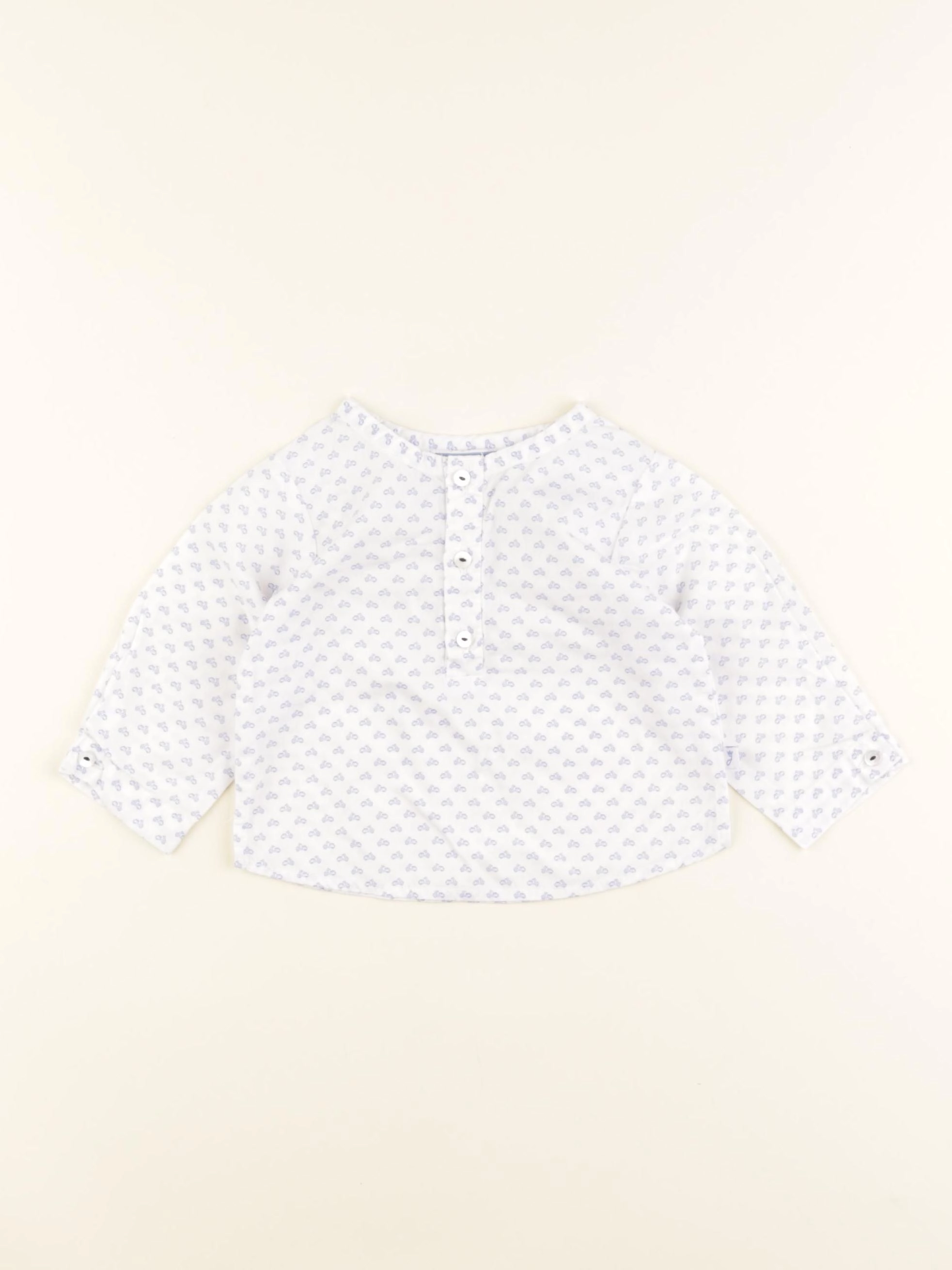 Jacadi - chemise blanc, bleu - 6 mois