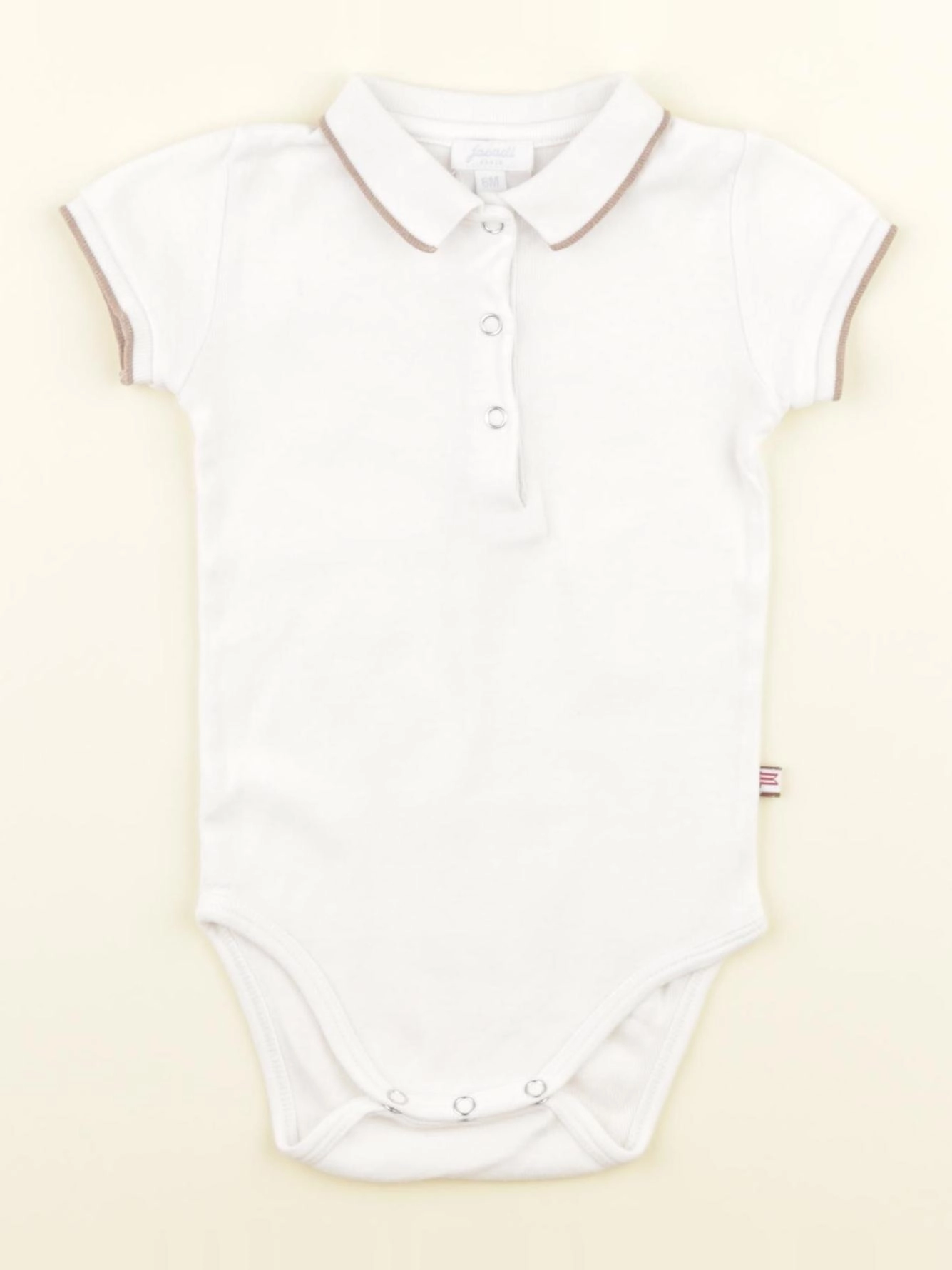 Jacadi - body à col blanc, marron - 6 mois