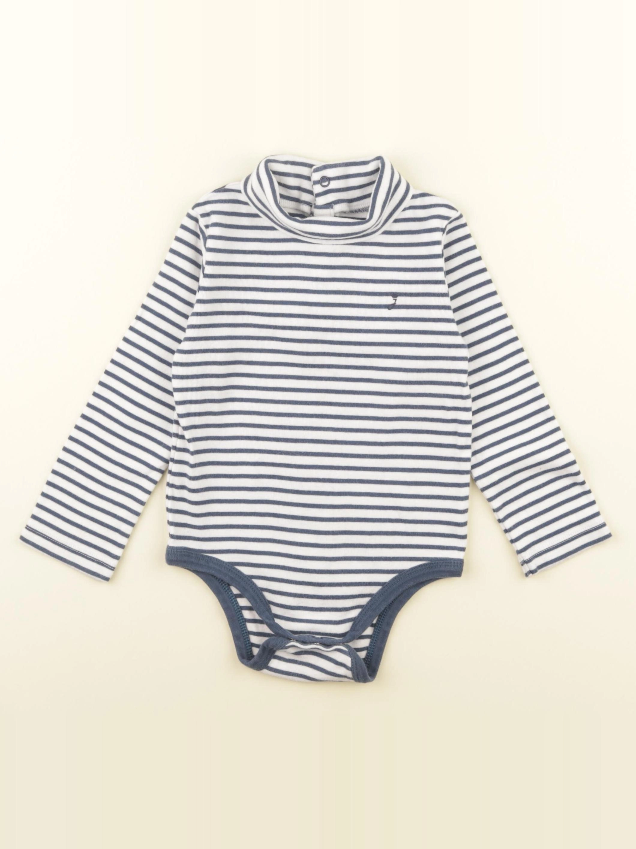 Jacadi - body à col blanc, bleu - 36 mois