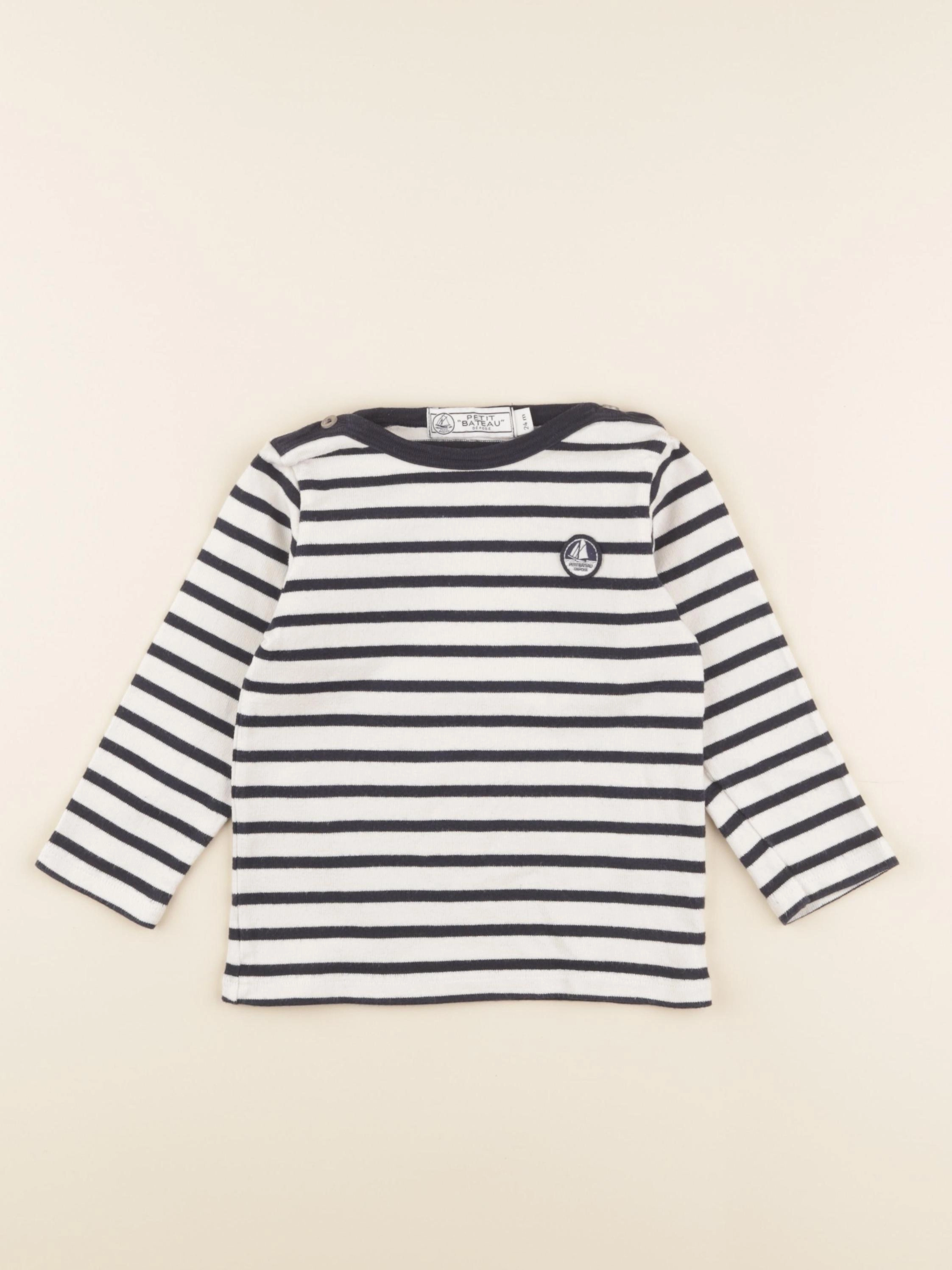 Petit Bateau - tee-shirt bleu - 24 mois