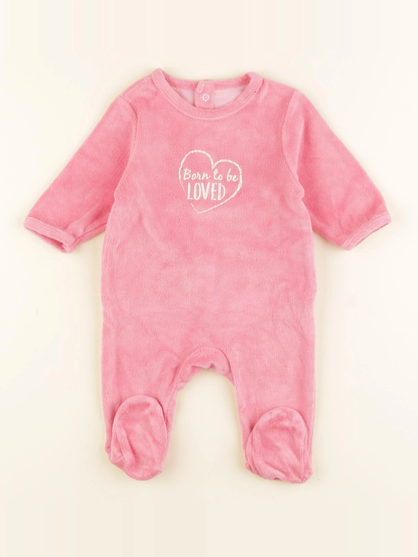 Vertbaudet - pyjama velours rose - 1 mois