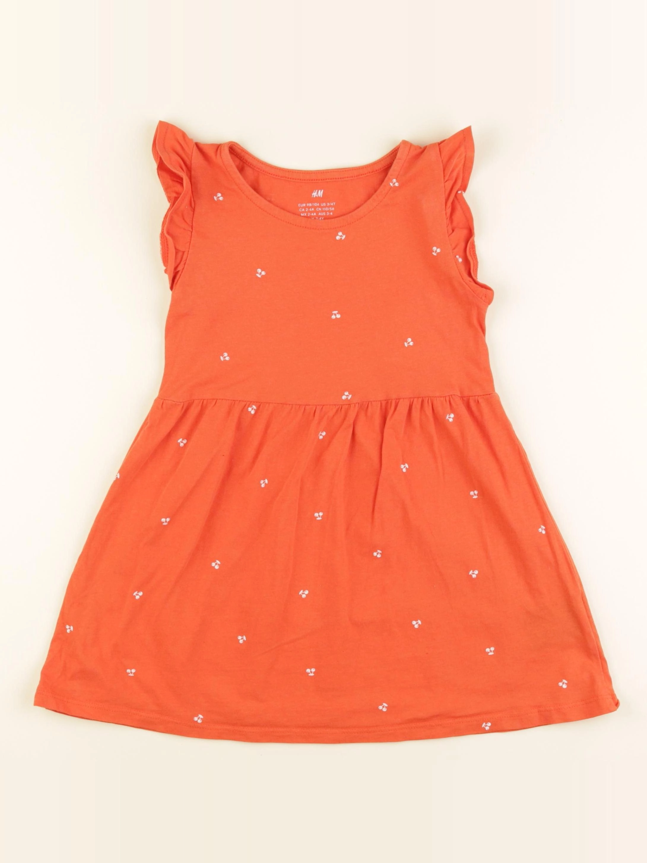 H&M - robe orange - 2/4 ans