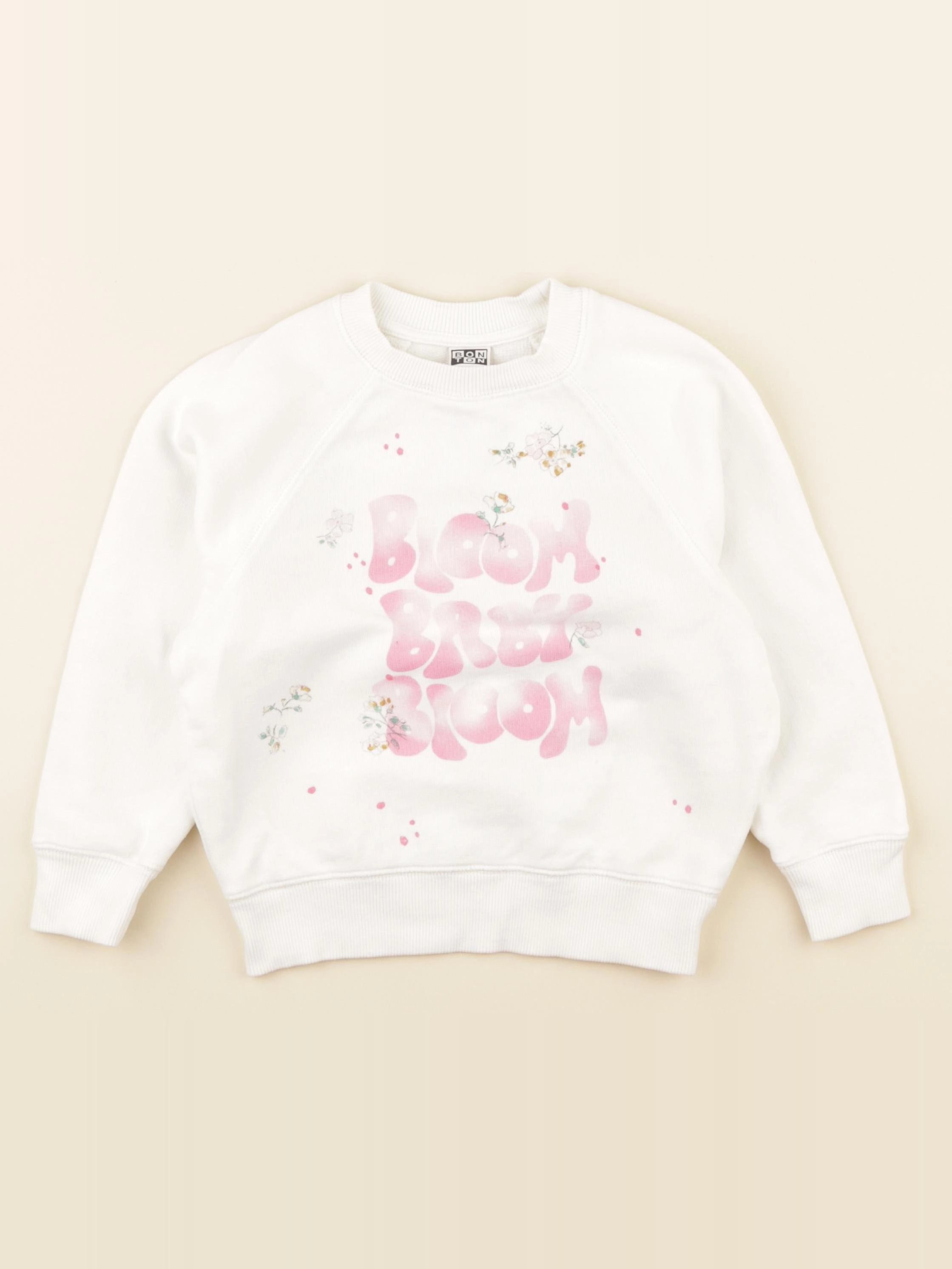 Bonton - sweat blanc, rose - 4 ans