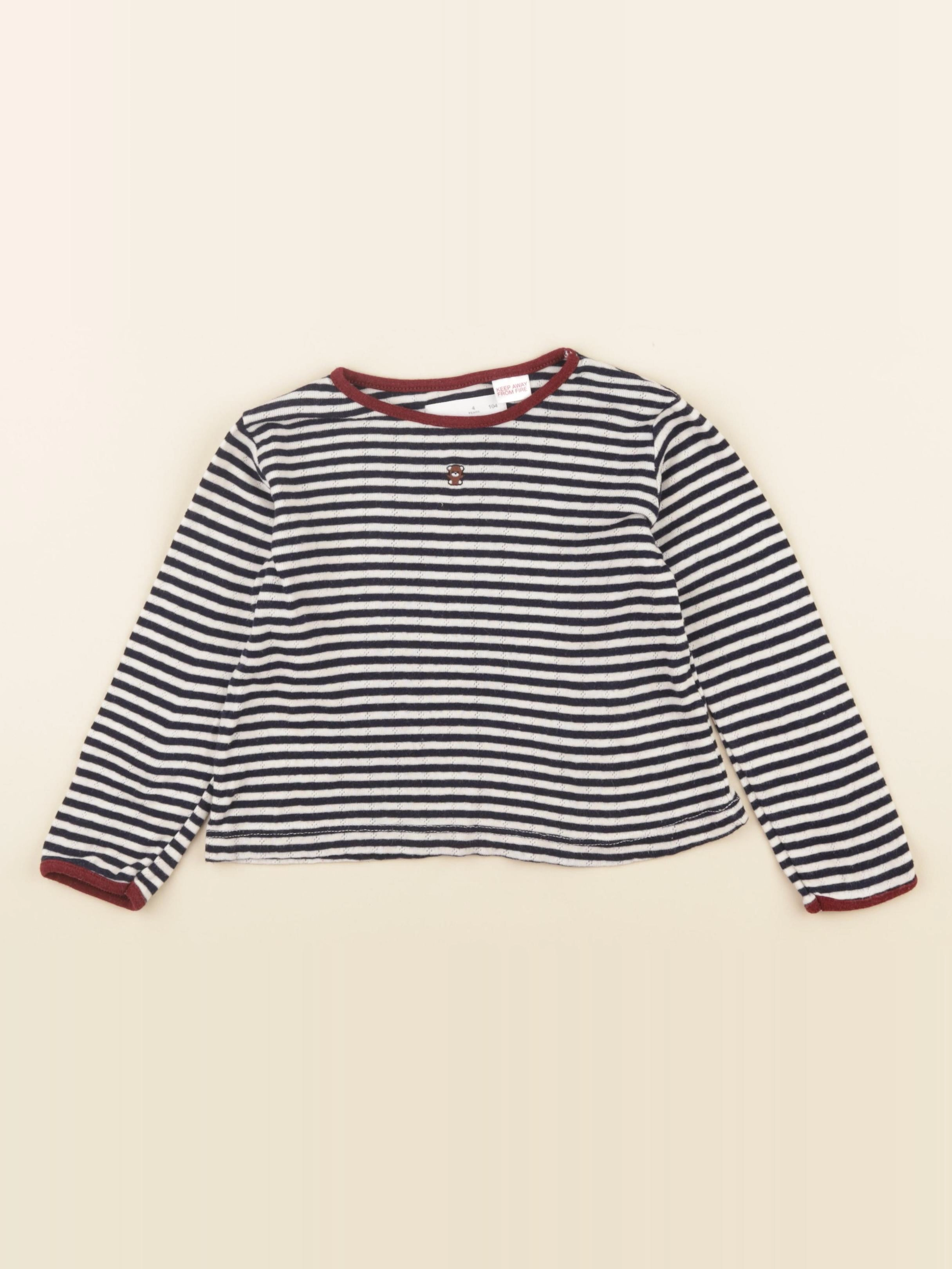Zara - tee-shirt bleu, blanc - 4 ans