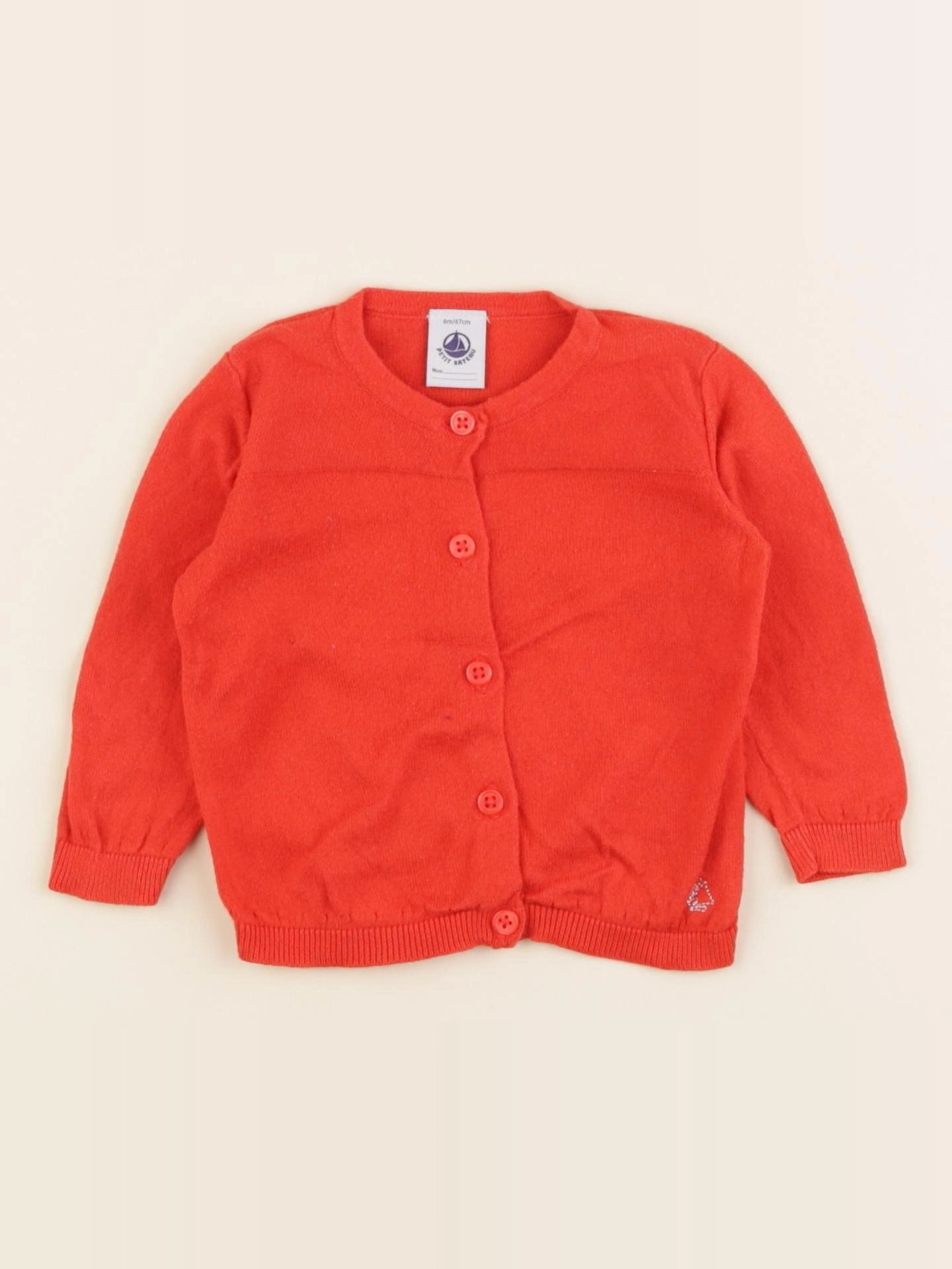 Petit Bateau - gilet rouge - 6 mois