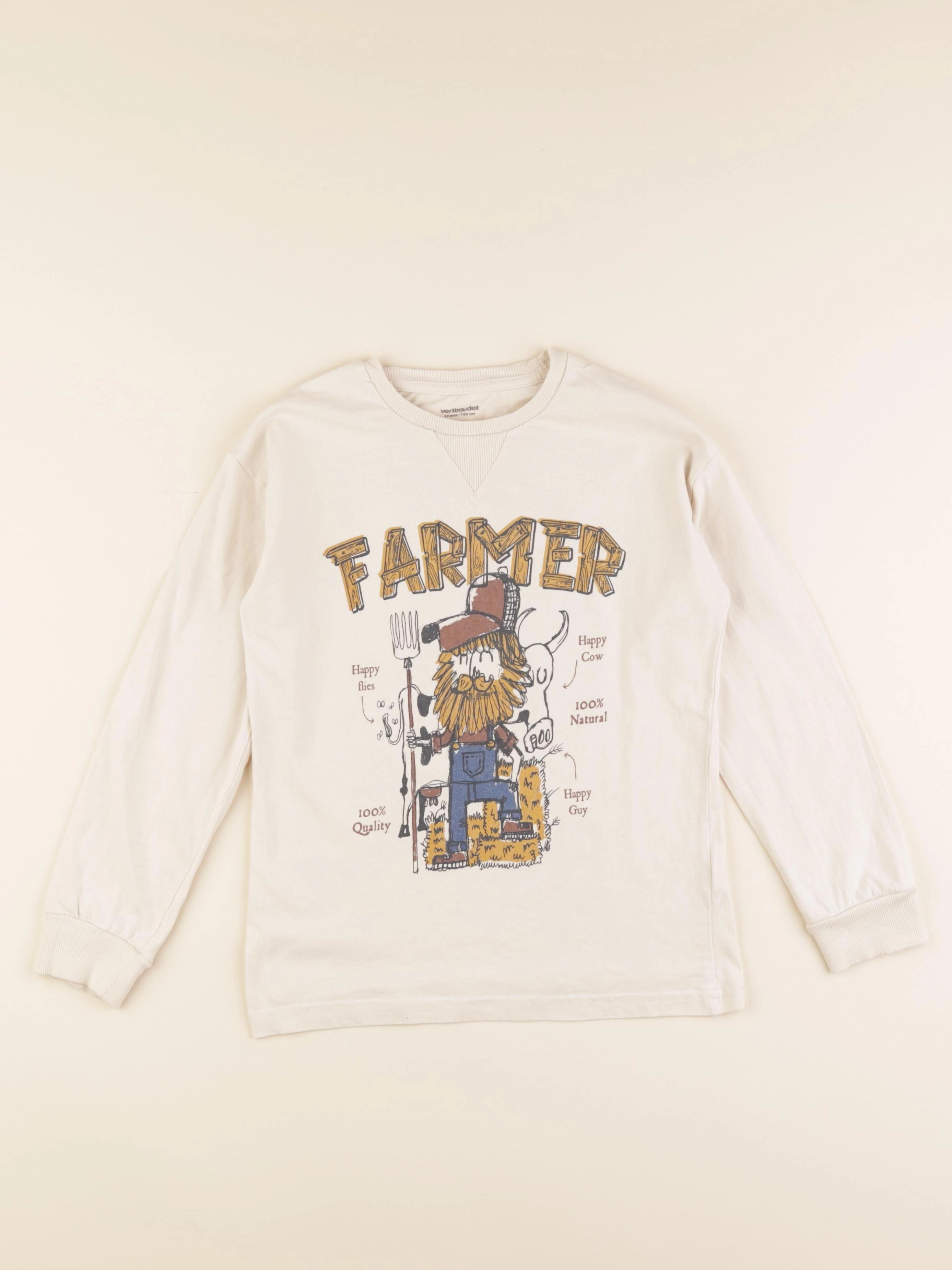 Vertbaudet - tee-shirt beige - 10 ans