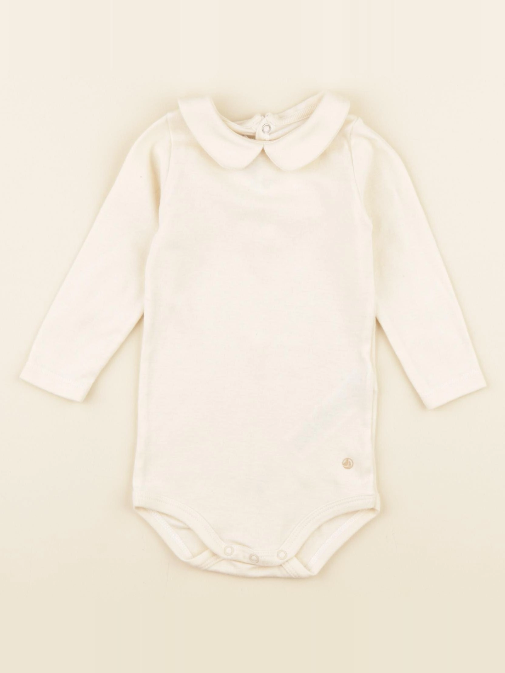 Petit Bateau - body à col beige - 12 mois