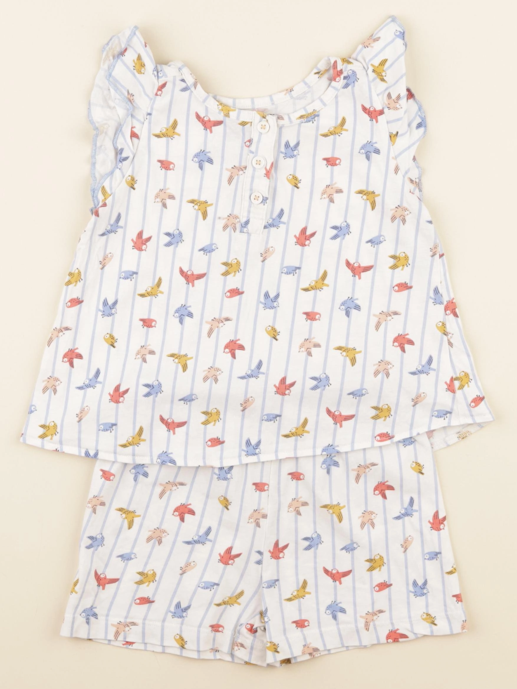 Monoprix - pyjama coton blanc, bleu, multicolore - 3 ans