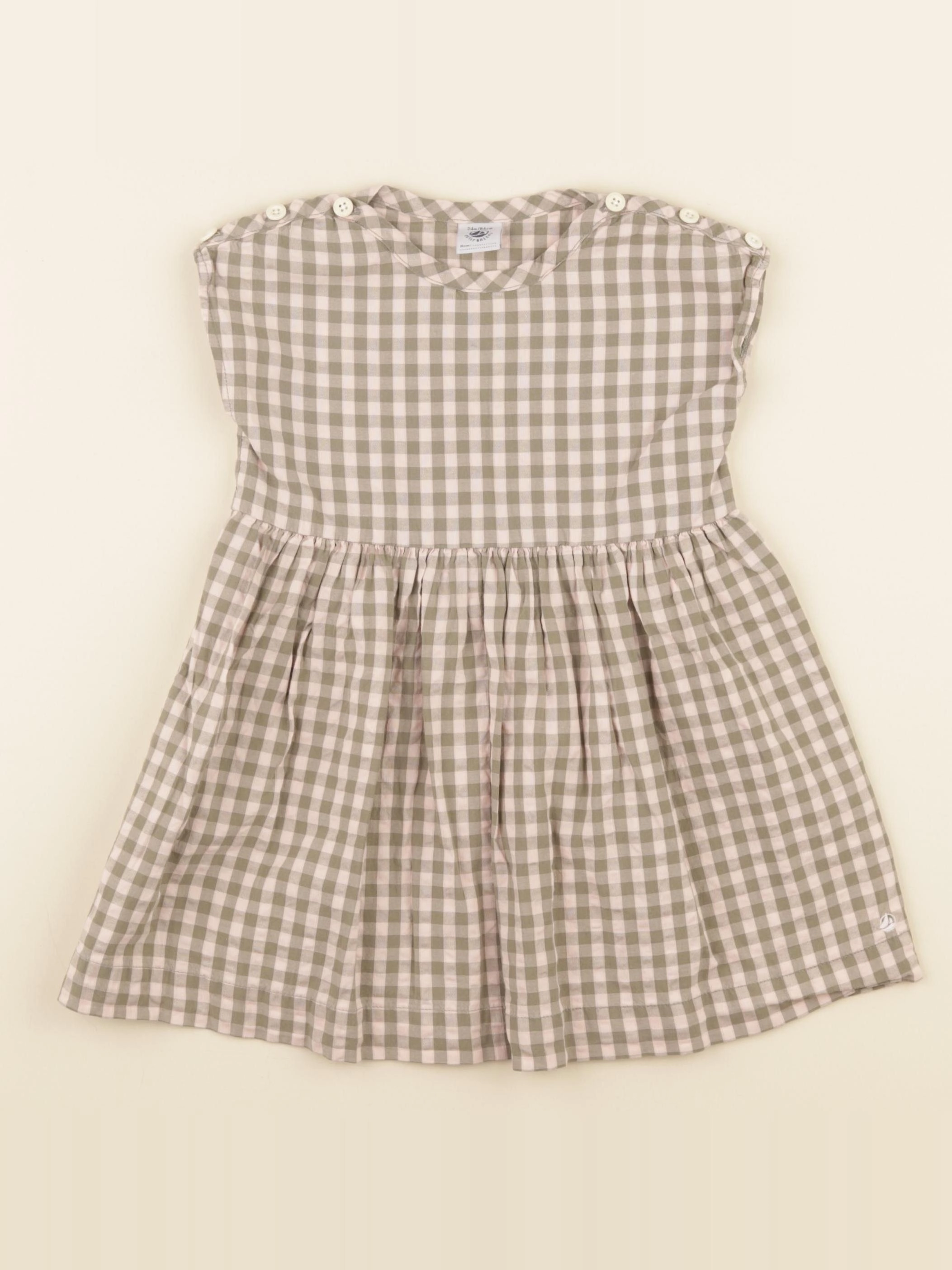 Petit Bateau - robe beige, vert - 24 mois