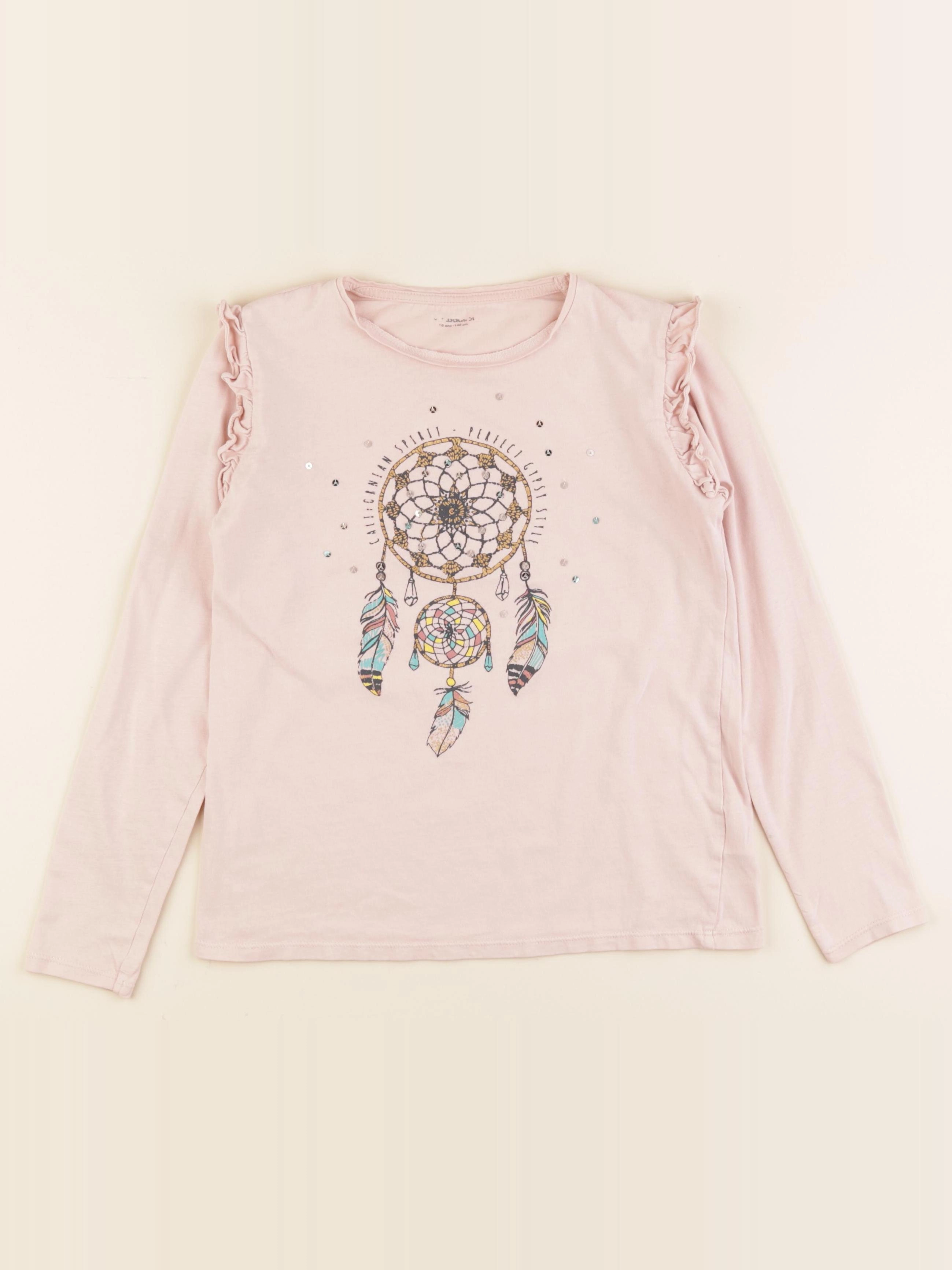 Vertbaudet - tee-shirt or, rose - 10 ans
