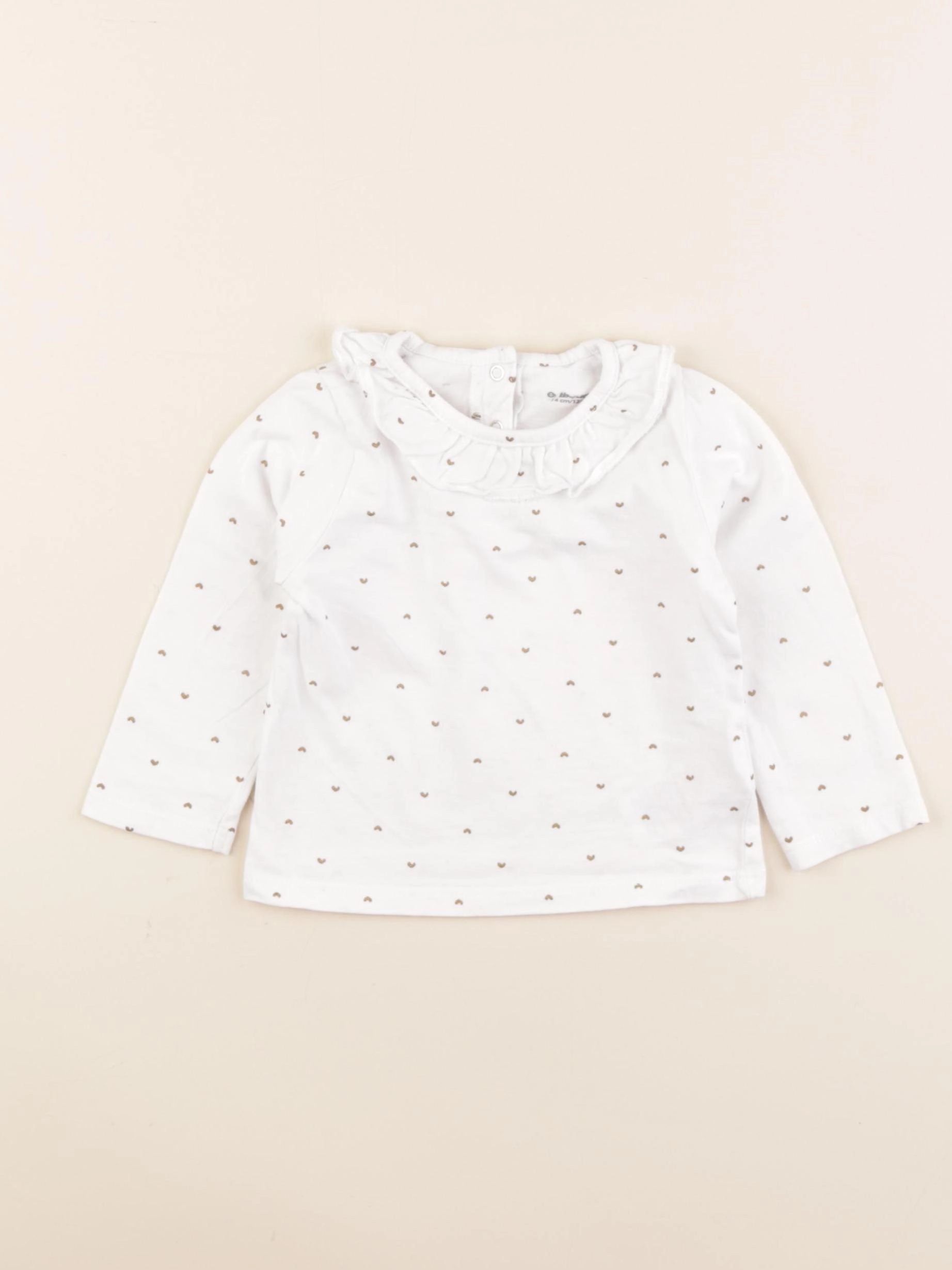 Vertbaudet - tee-shirt blanc, or - 9 mois