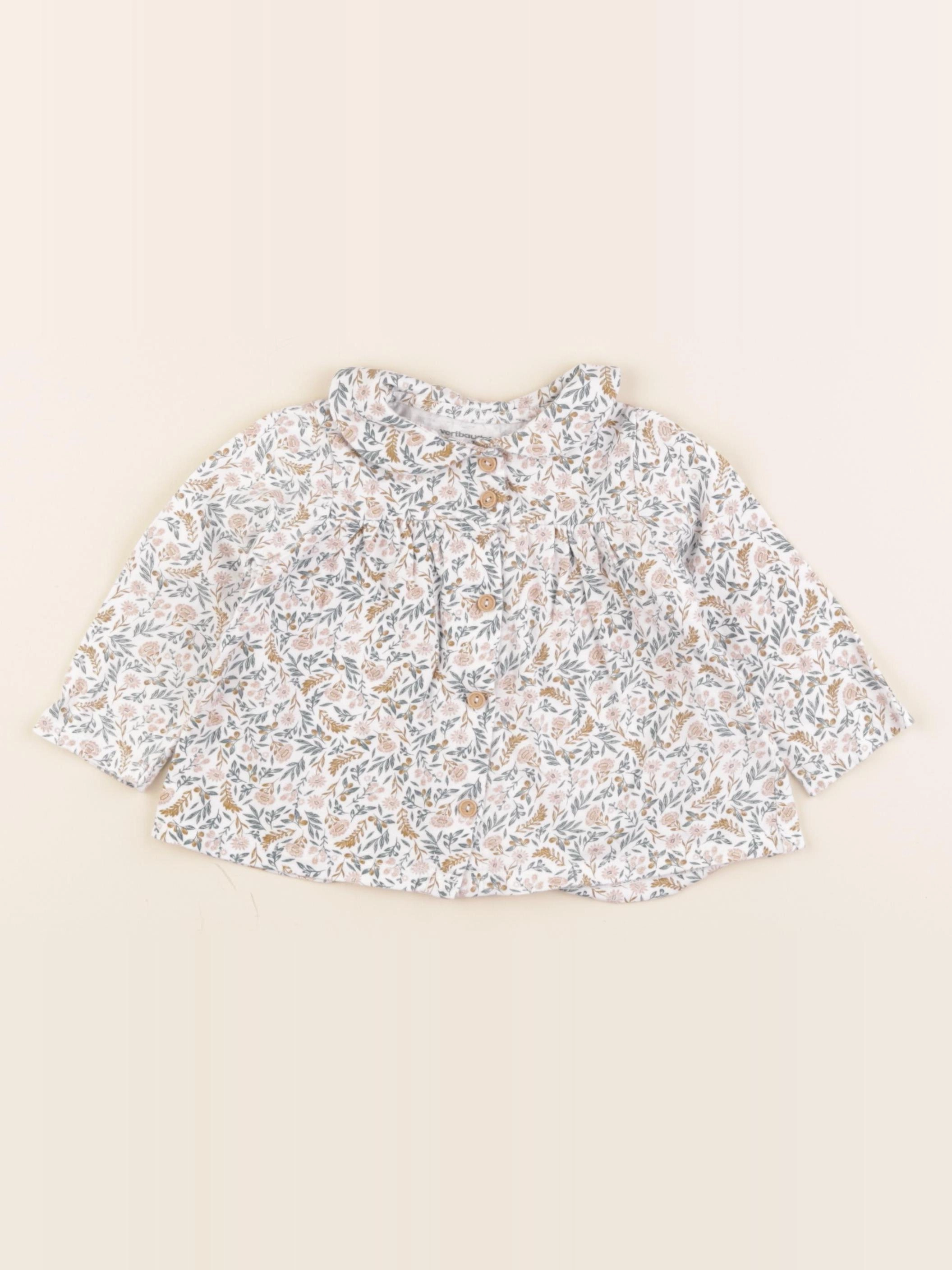 Vertbaudet - tee-shirt bleu, rose - 12 mois