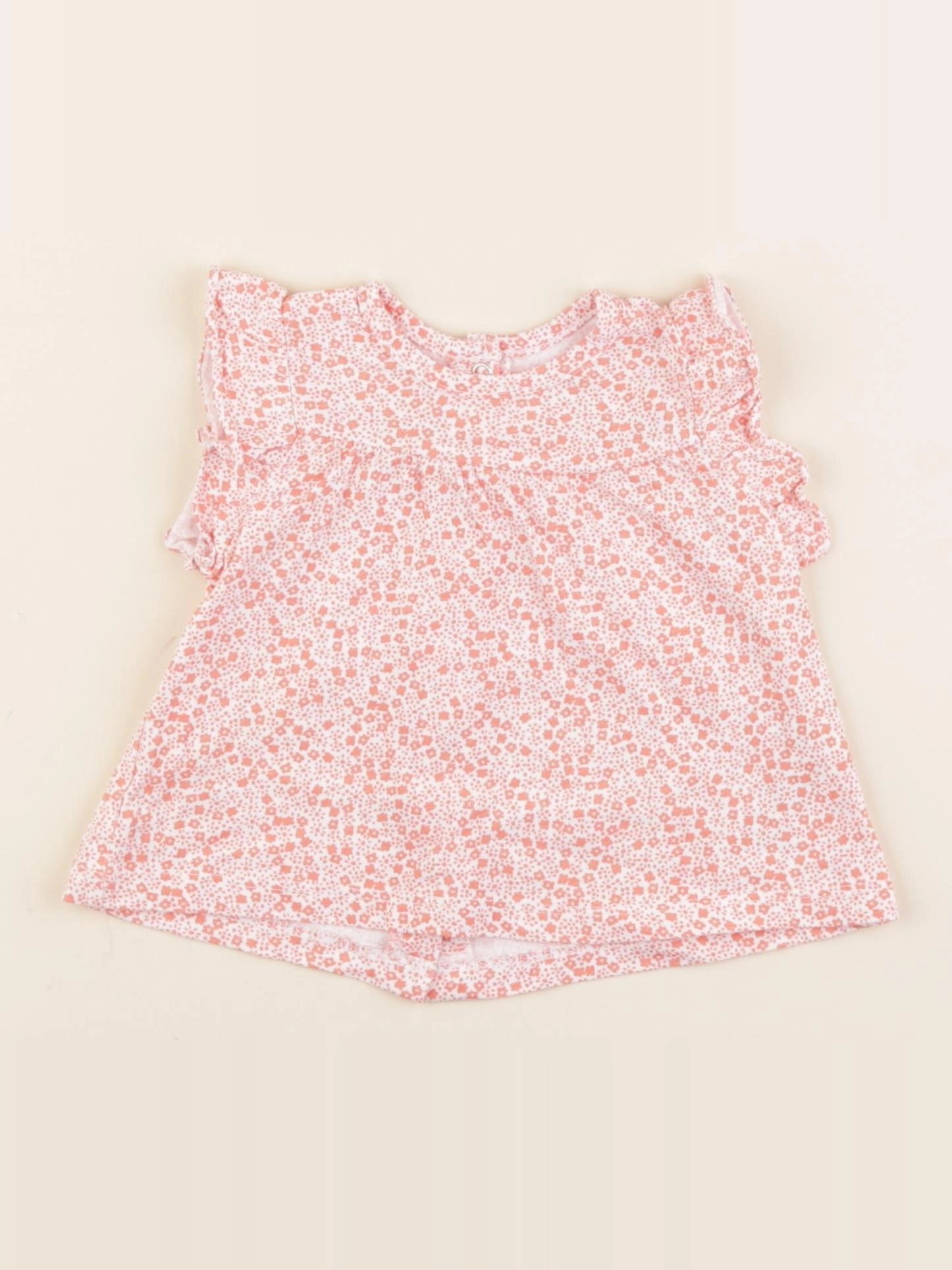 Vertbaudet - tee-shirt blanc, orange - 6 mois