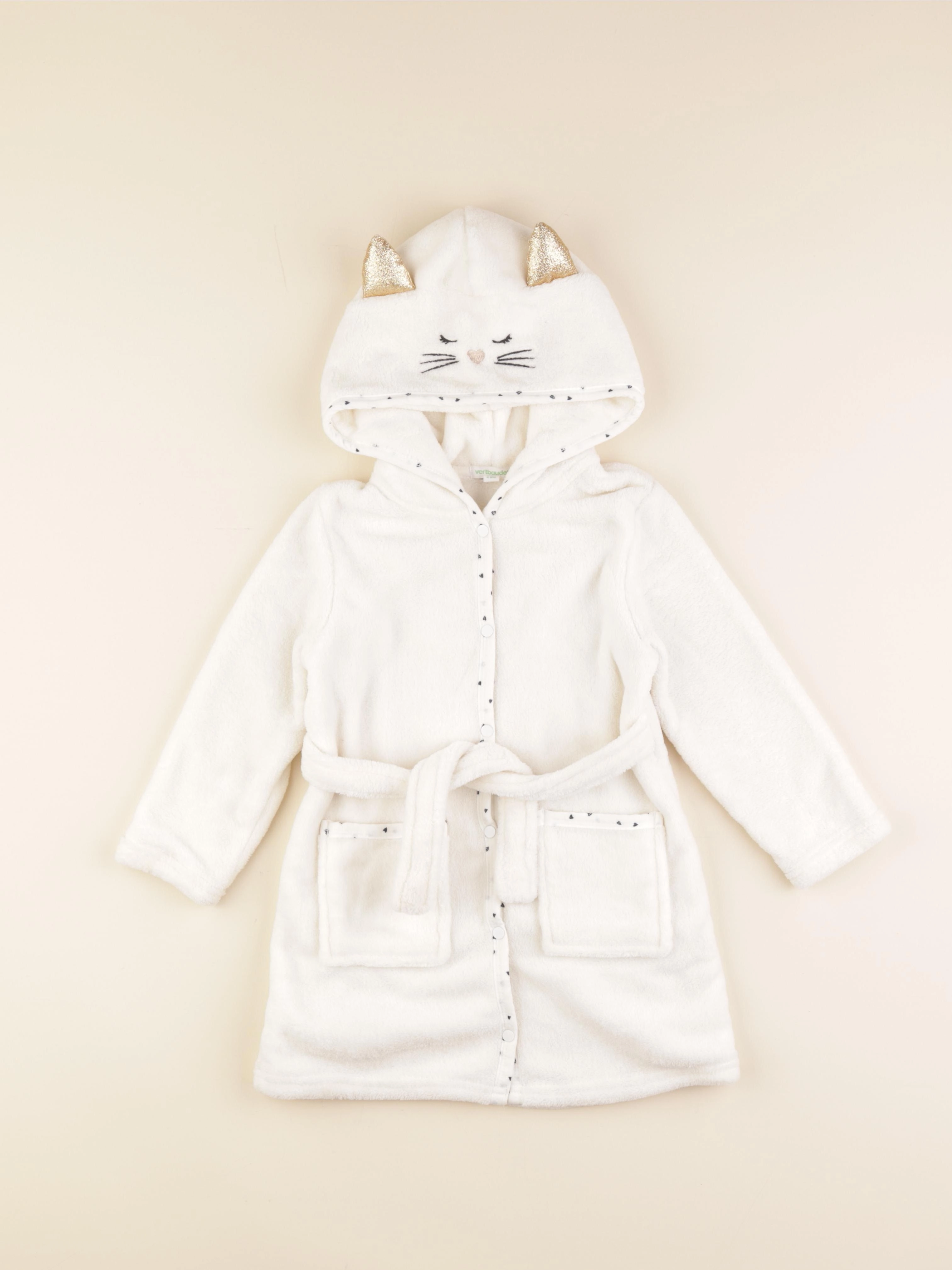 Vertbaudet - robe de chambre blanc - 4 ans