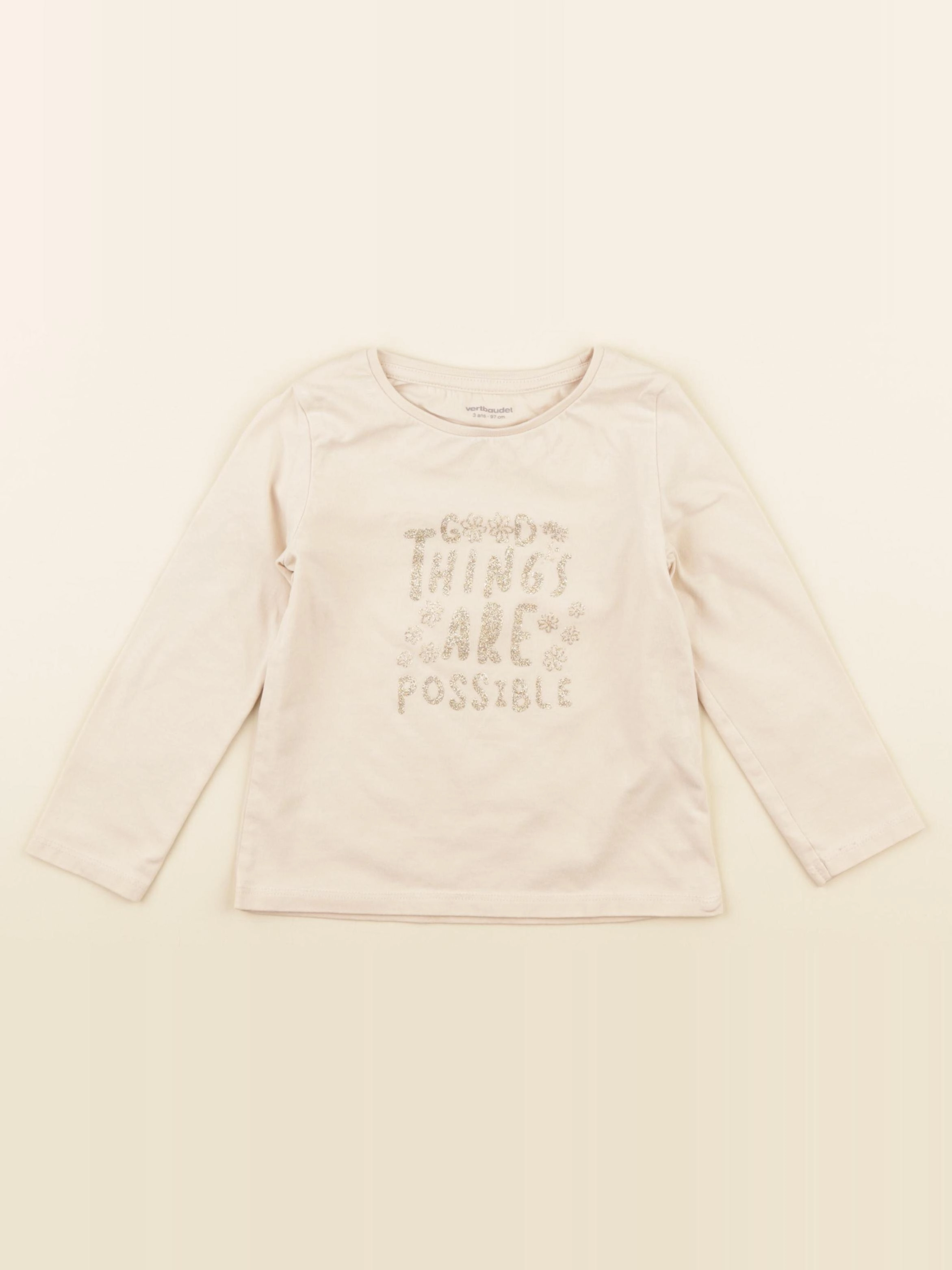 Vertbaudet - tee-shirt beige - 3 ans