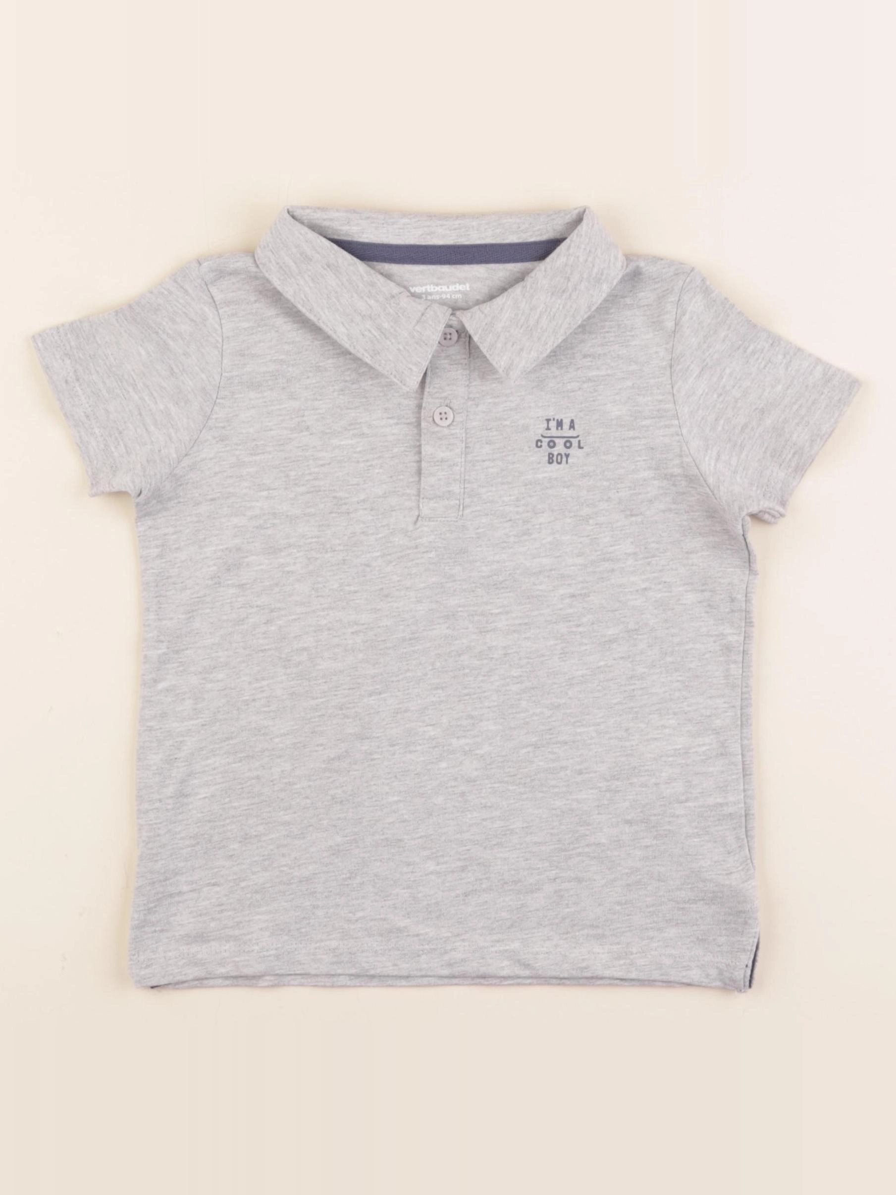 Vertbaudet - polo gris - 3 ans