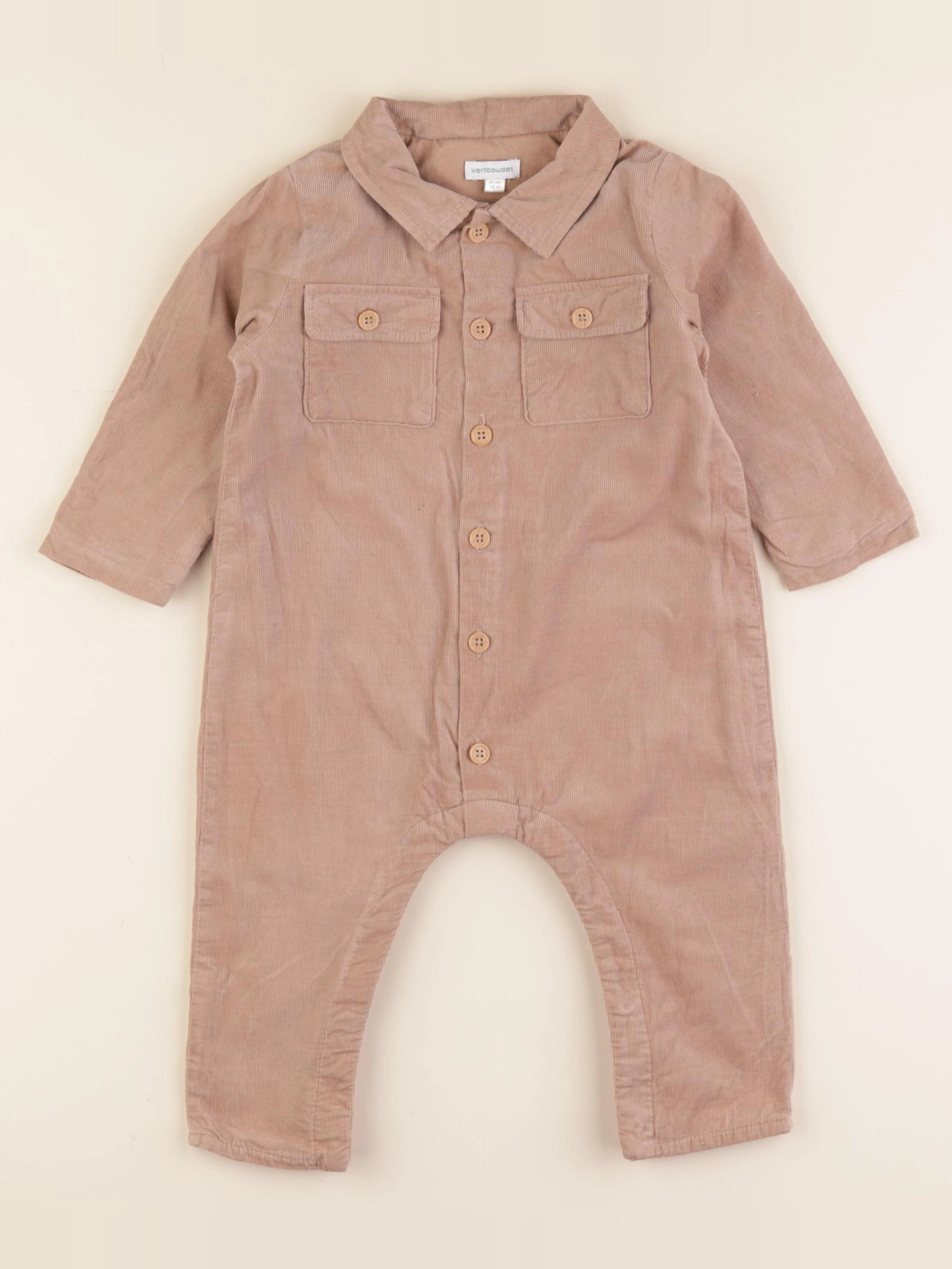 Vertbaudet - combinaison doublé beige - 18 mois