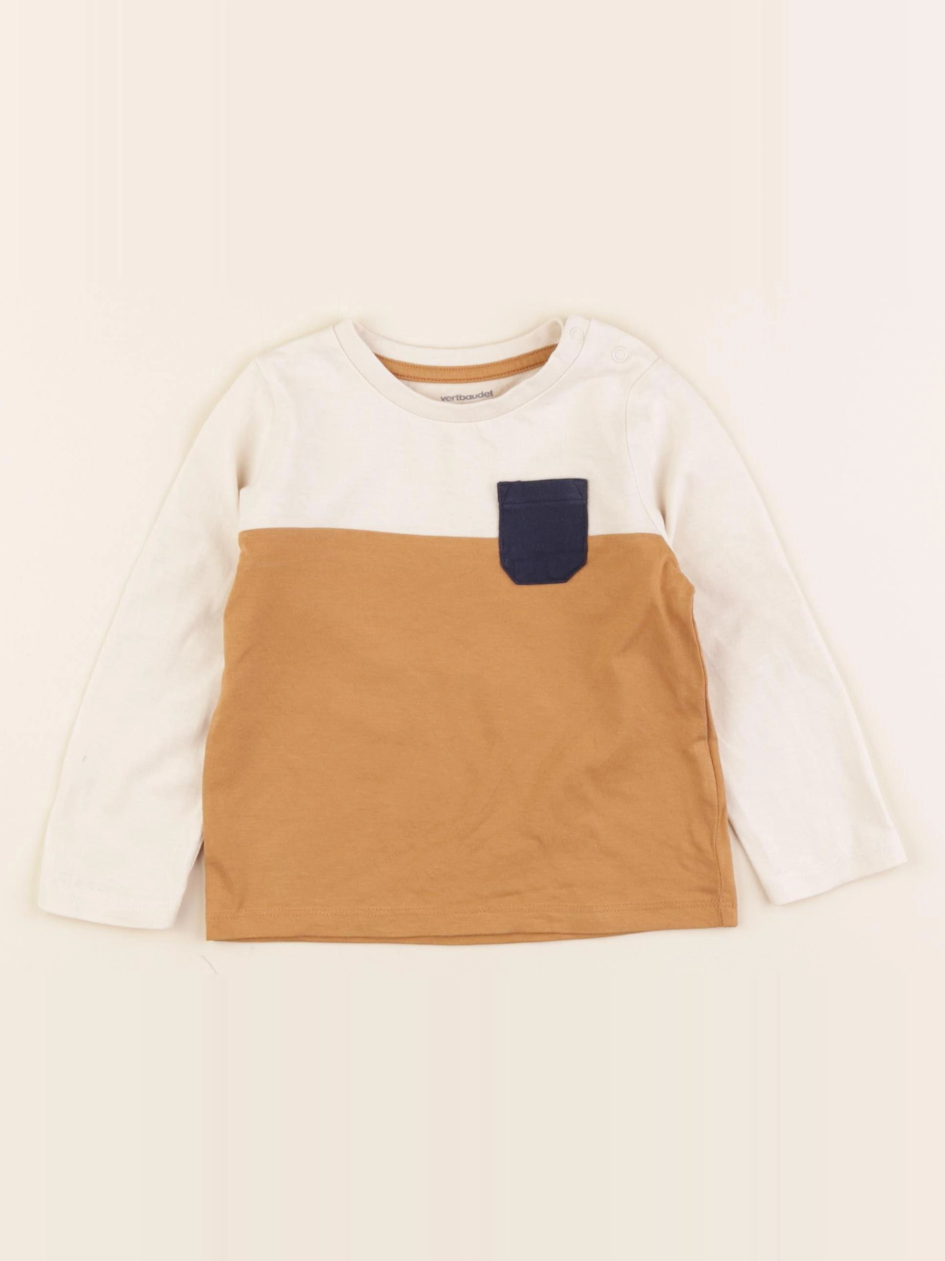 Vertbaudet - tee-shirt beige, jaune - 18 mois