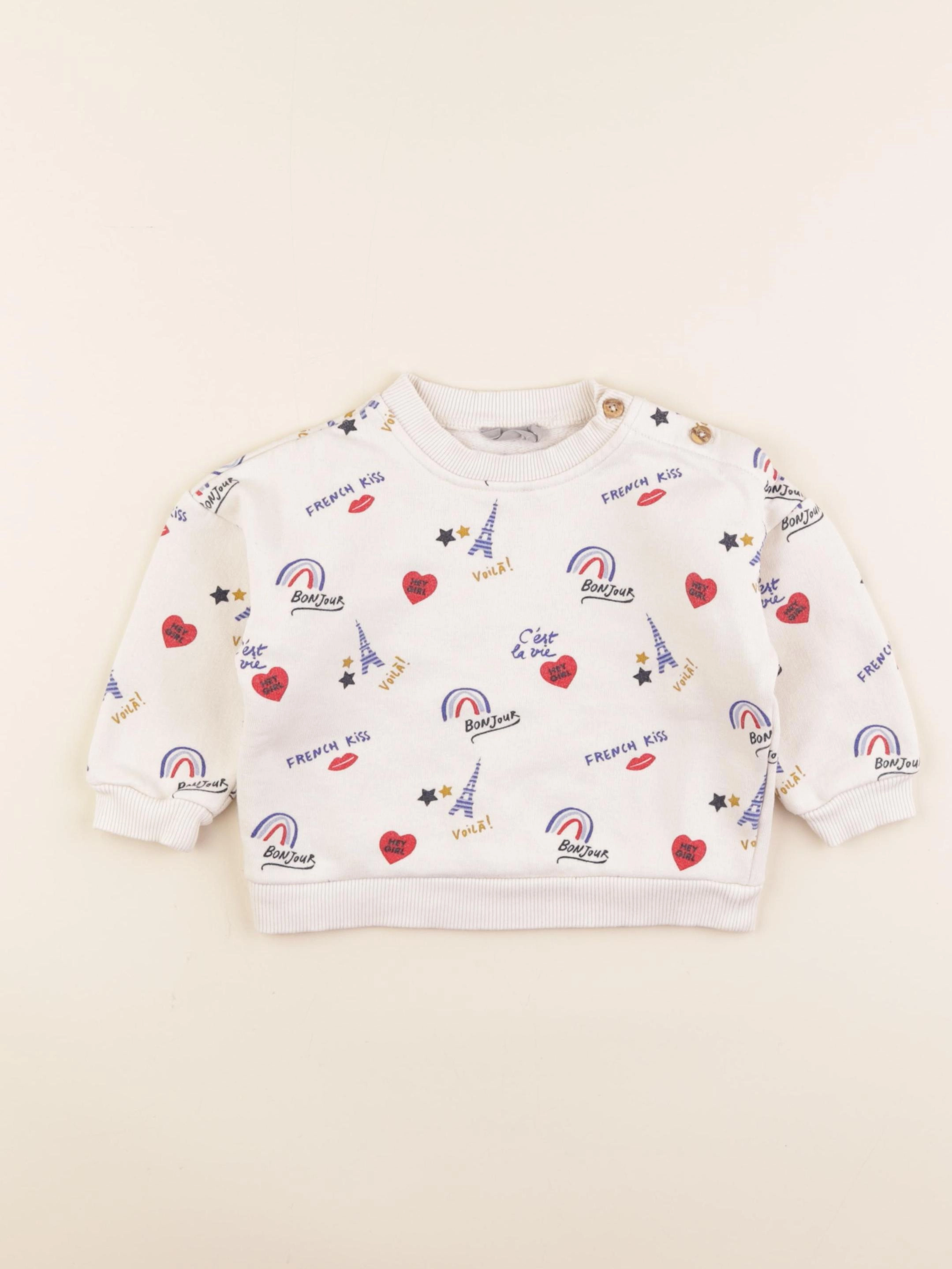 Boutchou - sweat blanc, multicolore - 18 mois