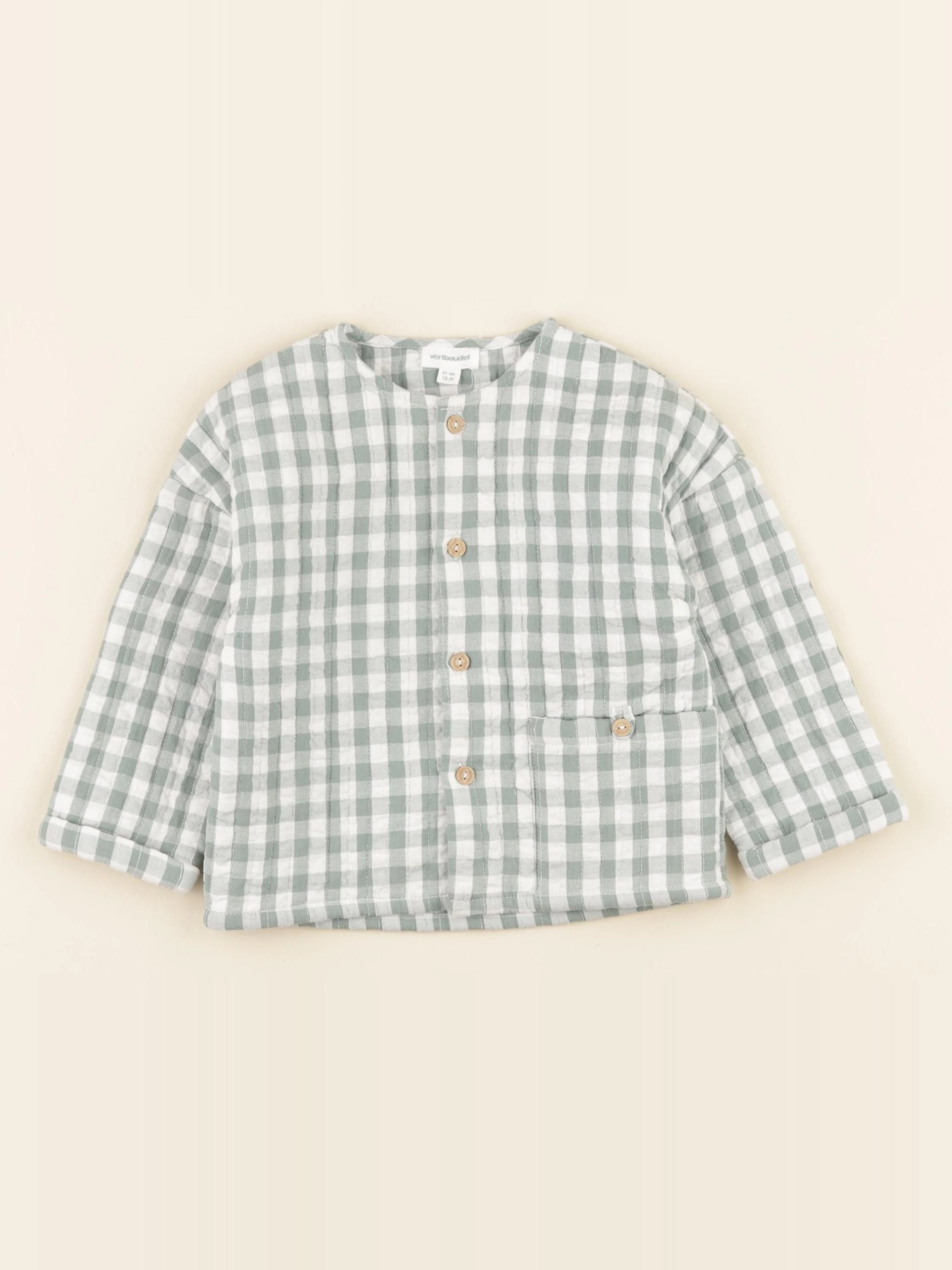 Vertbaudet - veste vert, blanc - 18 mois