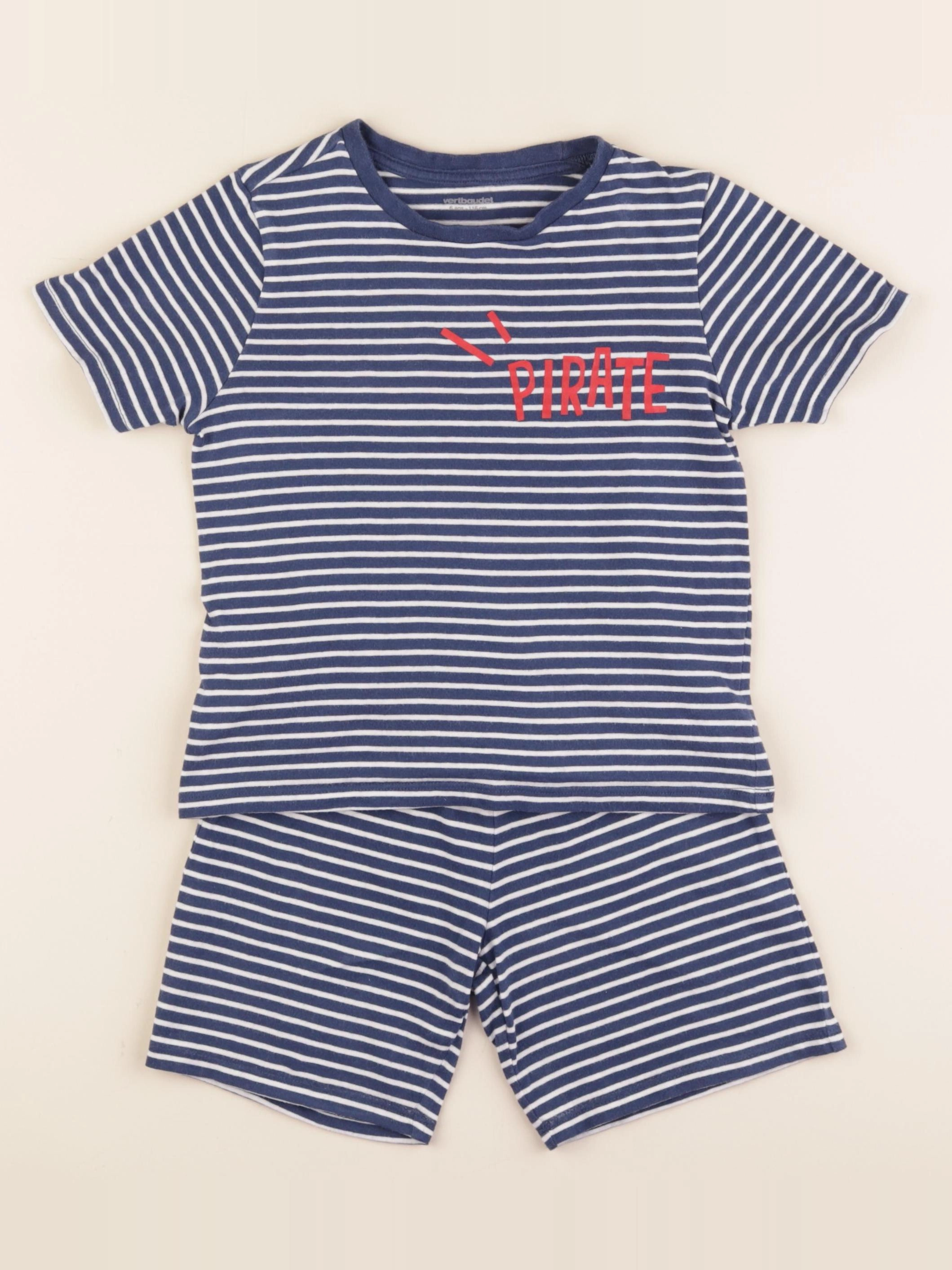 Vertbaudet - pyjama coton blanc, bleu - 6 ans