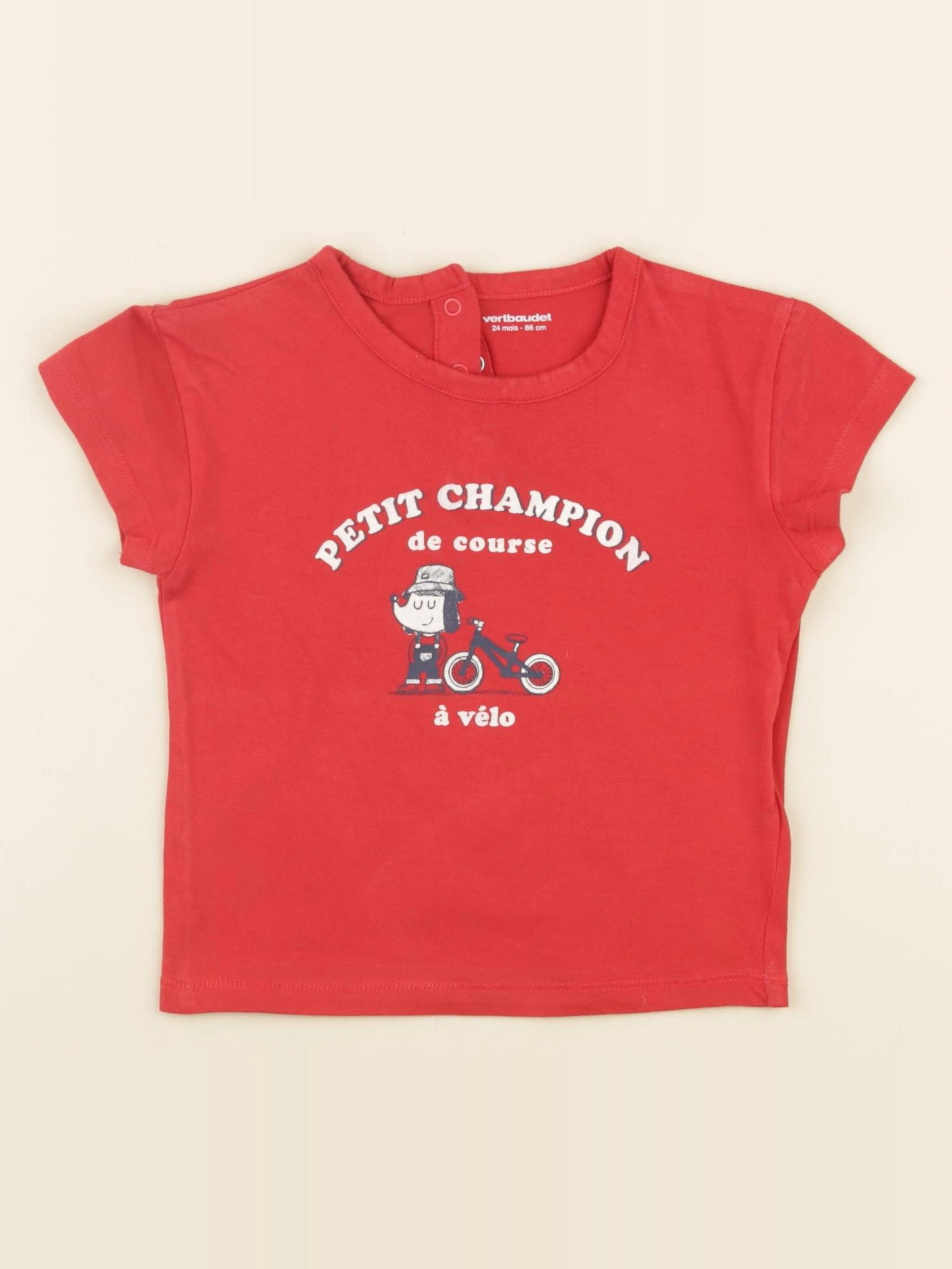 Vertbaudet - tee-shirt rouge - 24 mois