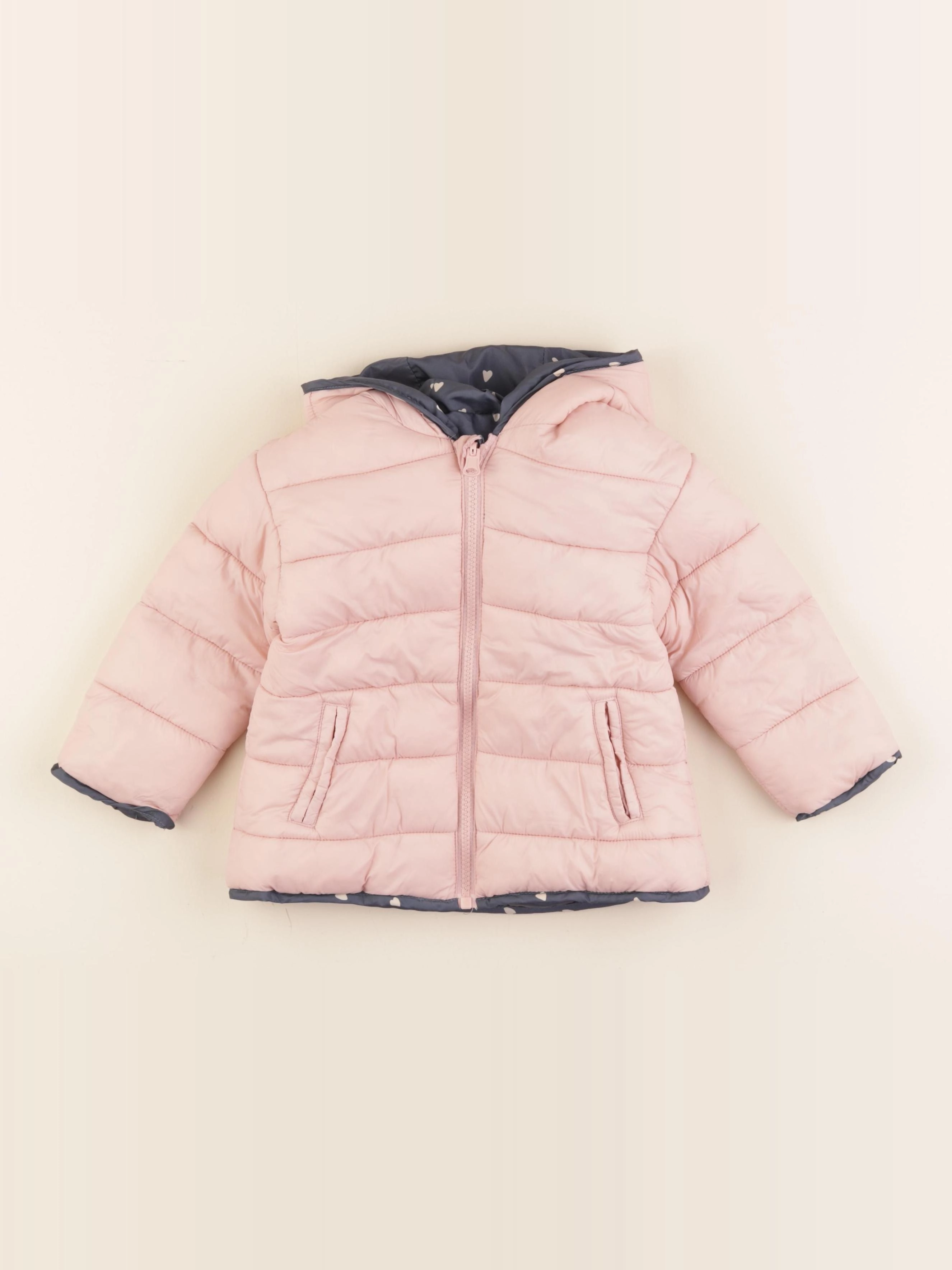 Vertbaudet - doudoune réversible bleu, rose - 36 mois