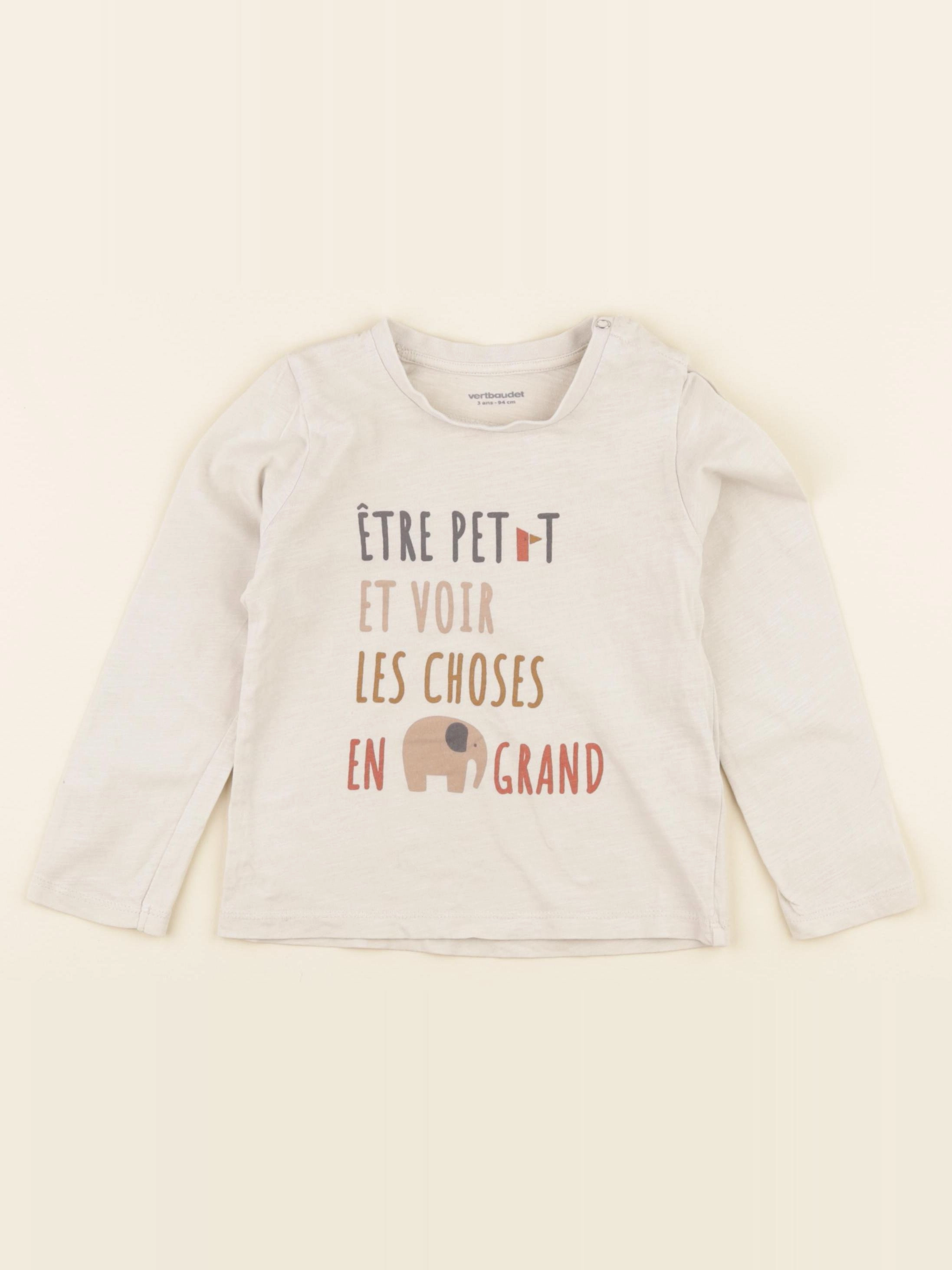 Vertbaudet - tee-shirt beige - 3 ans