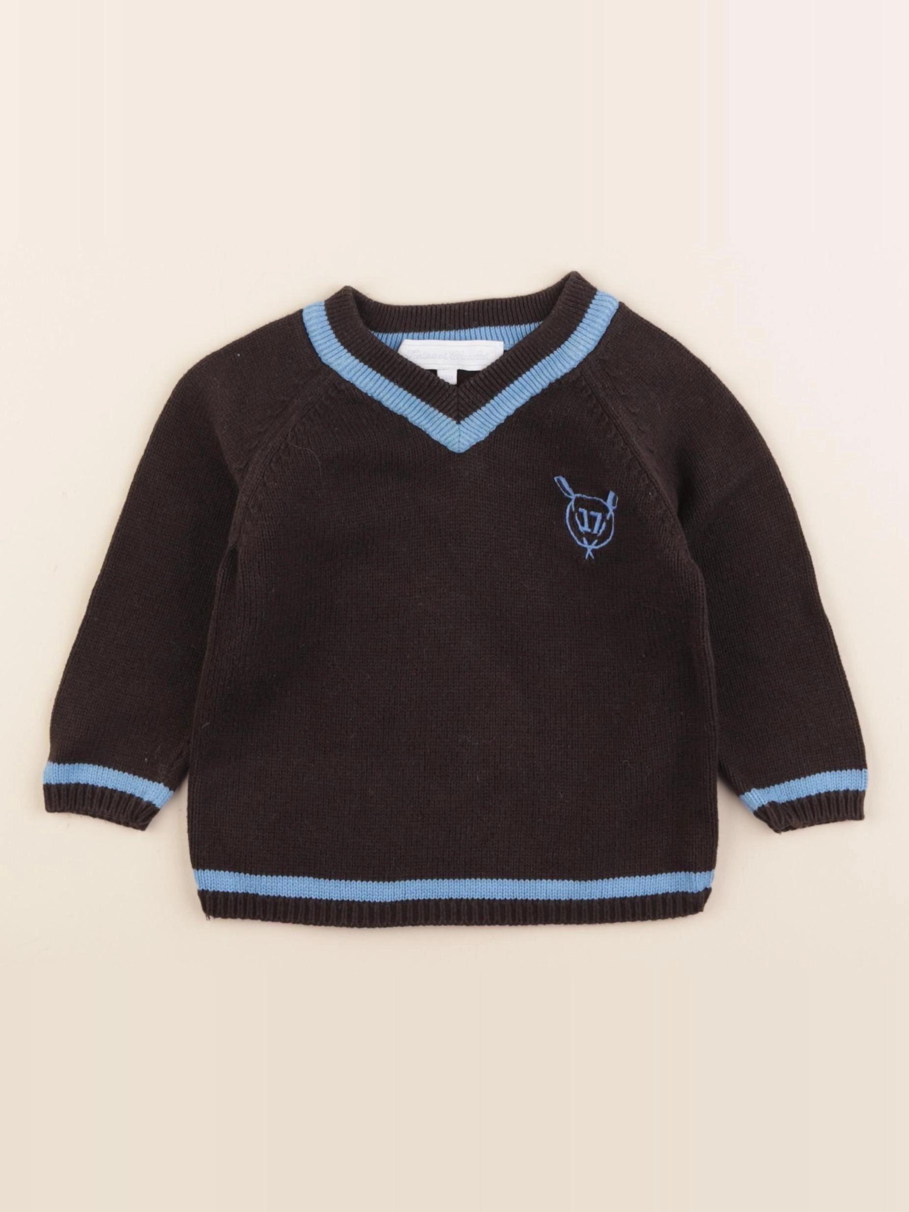 Tartine & Chocolat - pull imprimé au dos gris - 18 mois