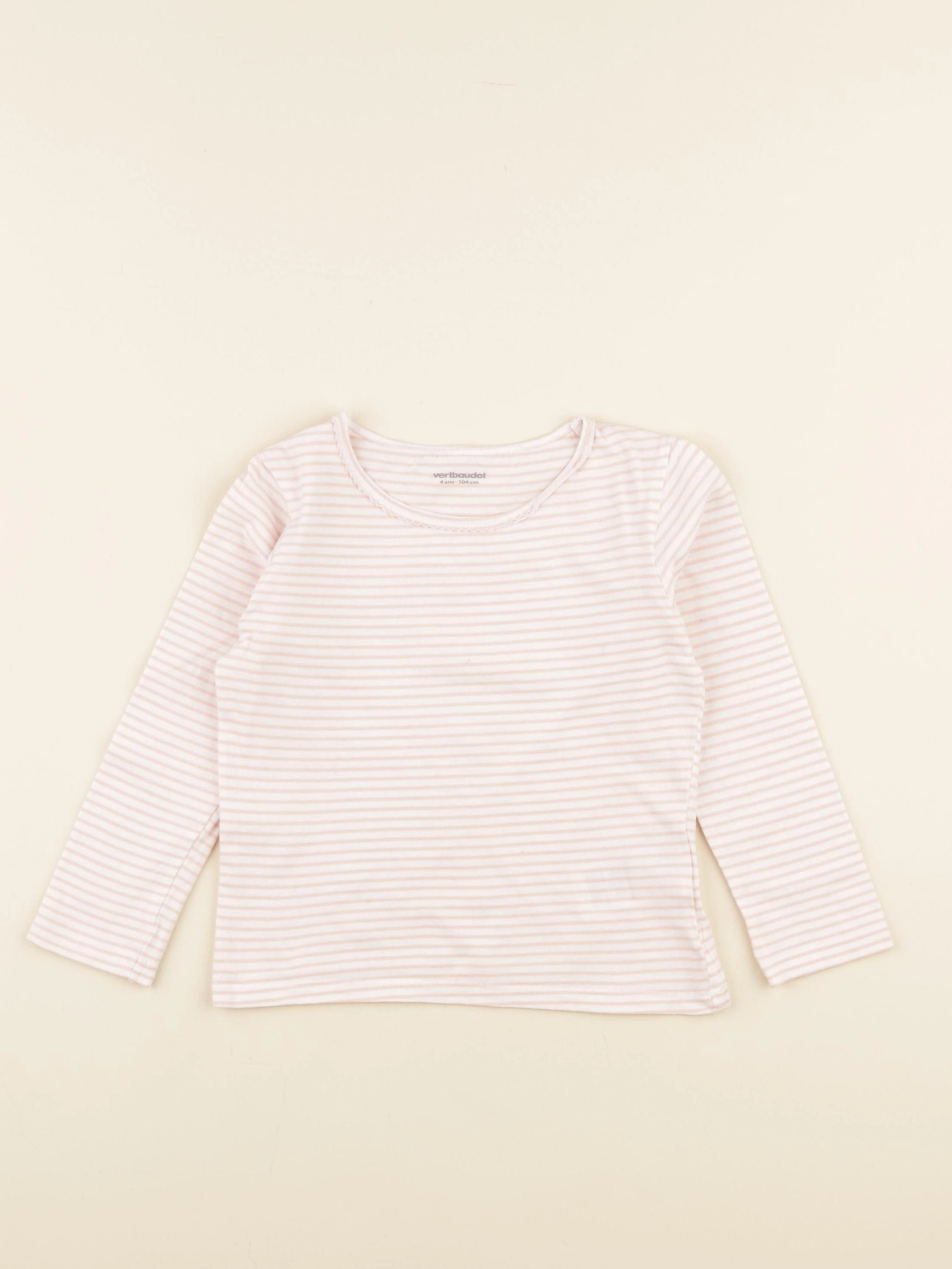 Vertbaudet - maillot de corps blanc, rose - 4 ans