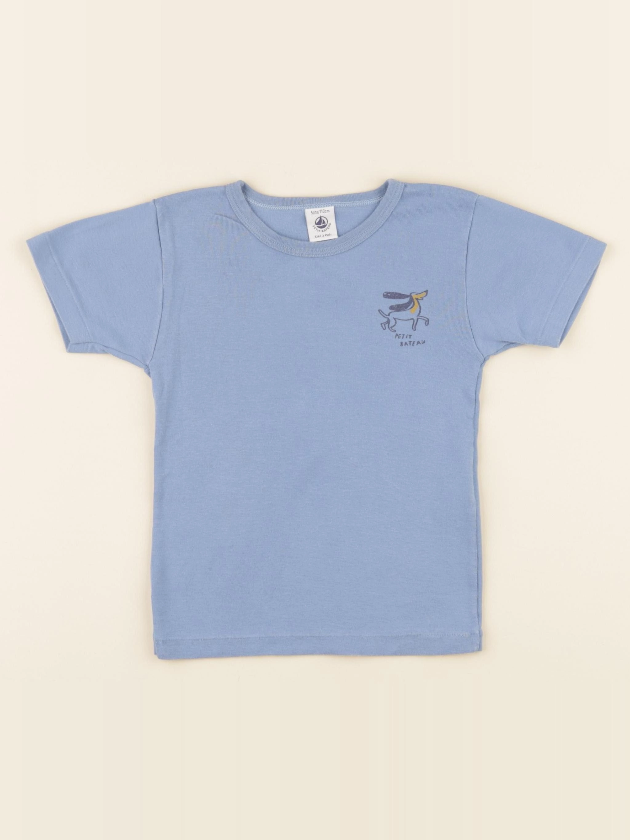 Petit Bateau - tee-shirt bleu - 5 ans